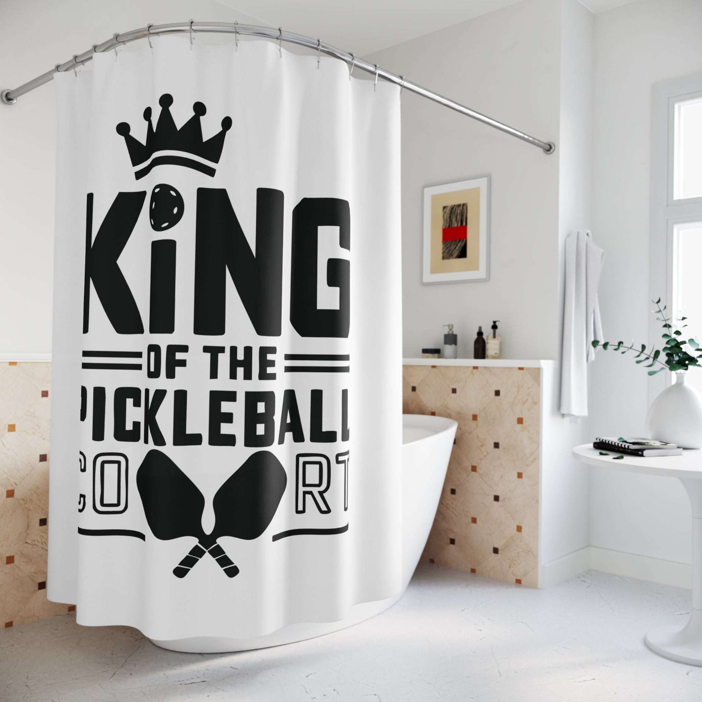 Pickleball Eye-Catching Shower Curtain - King of the Pickleball Court
