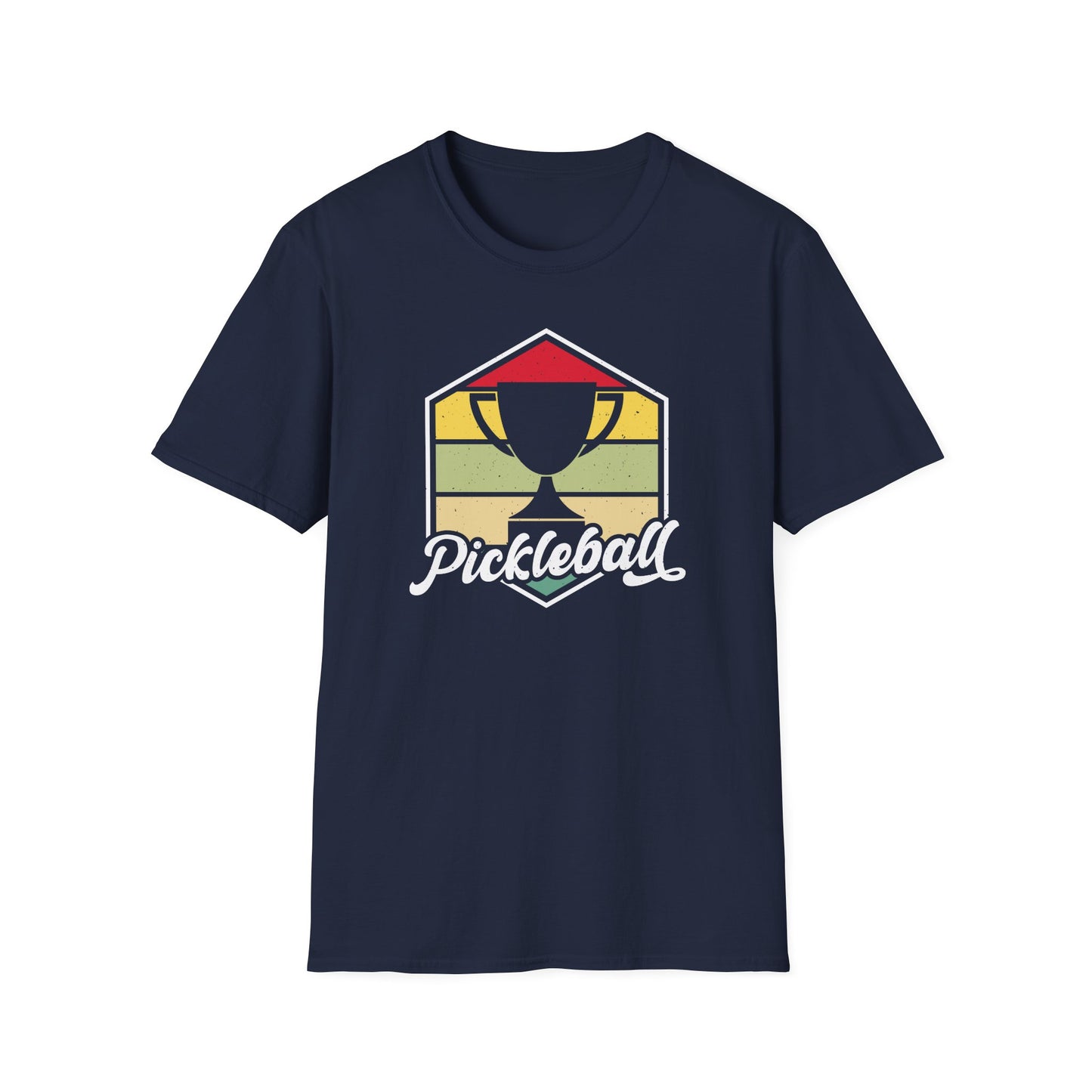 Men's Eye-Catching Pickleball T-shirt - Pickleball Retro Navy