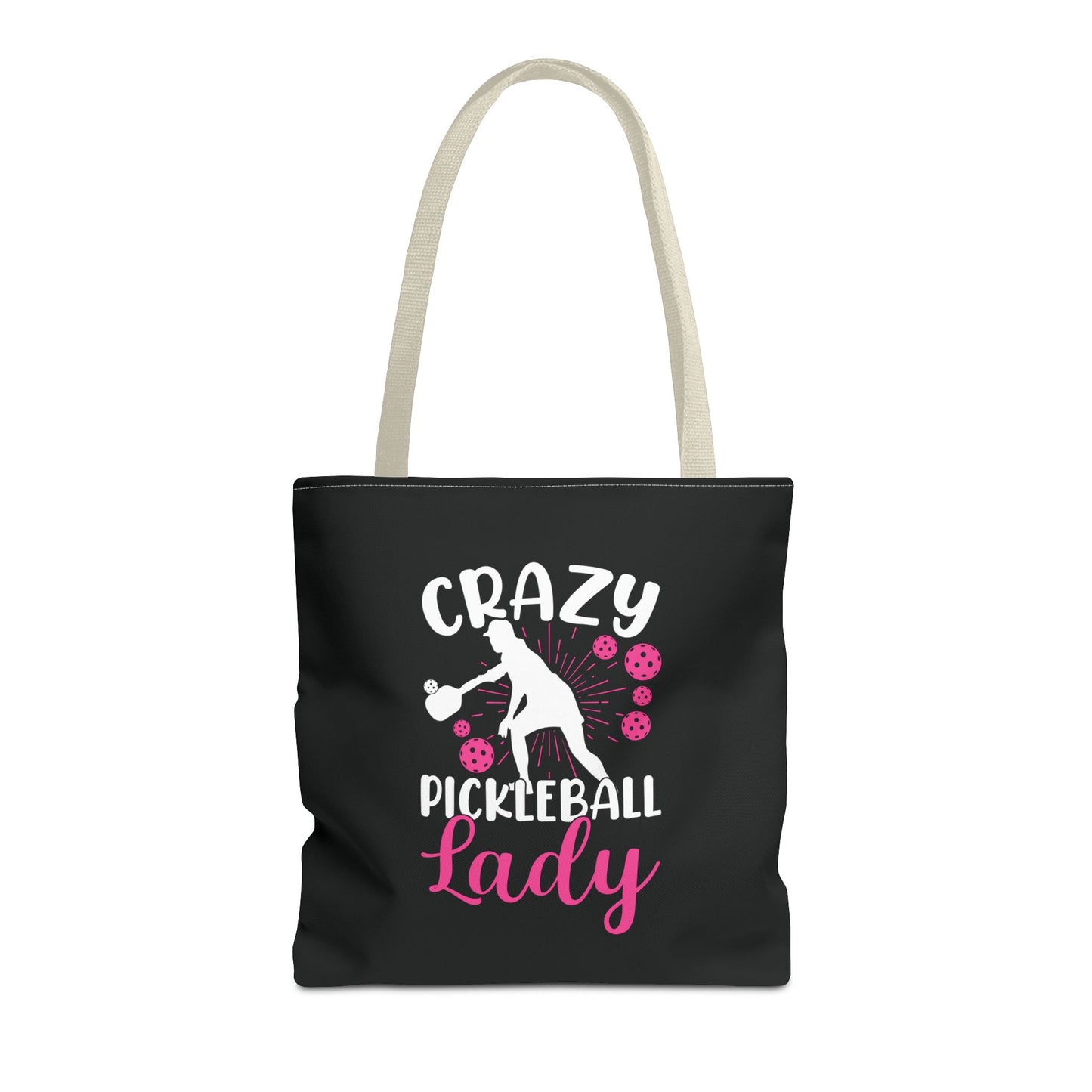 Pickleball Funny Tote Bag - Crazy Pickleball Lady Beige