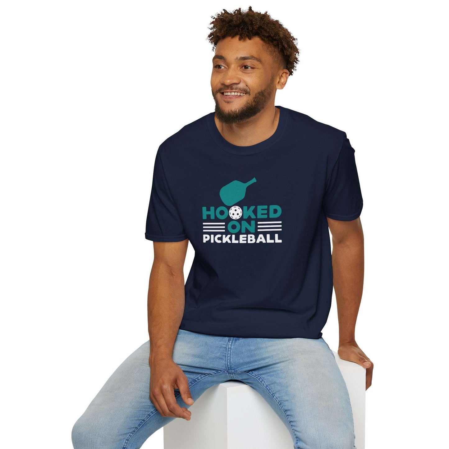 Men's Comfy Pickleball T-shirt - Hooked on Pickleball