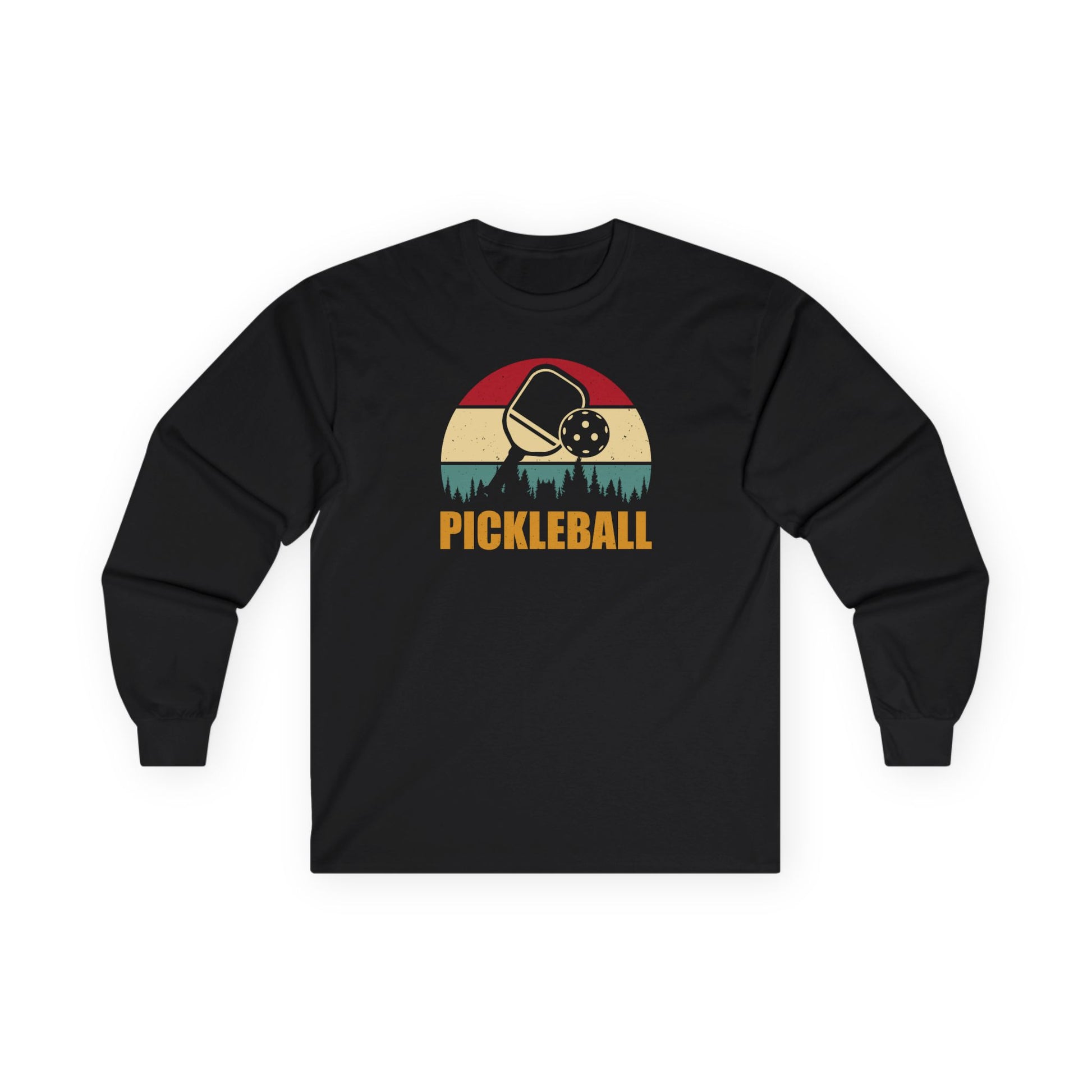 Men's Durable Pickleball Long Sleeves top - Pickleball Retro Black