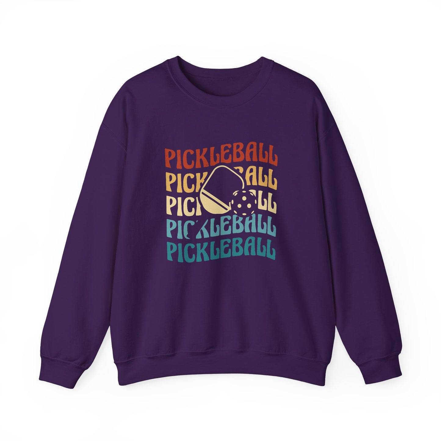 Men's Playful Pickleball Sweatshirt - Pickleball Wave Purple