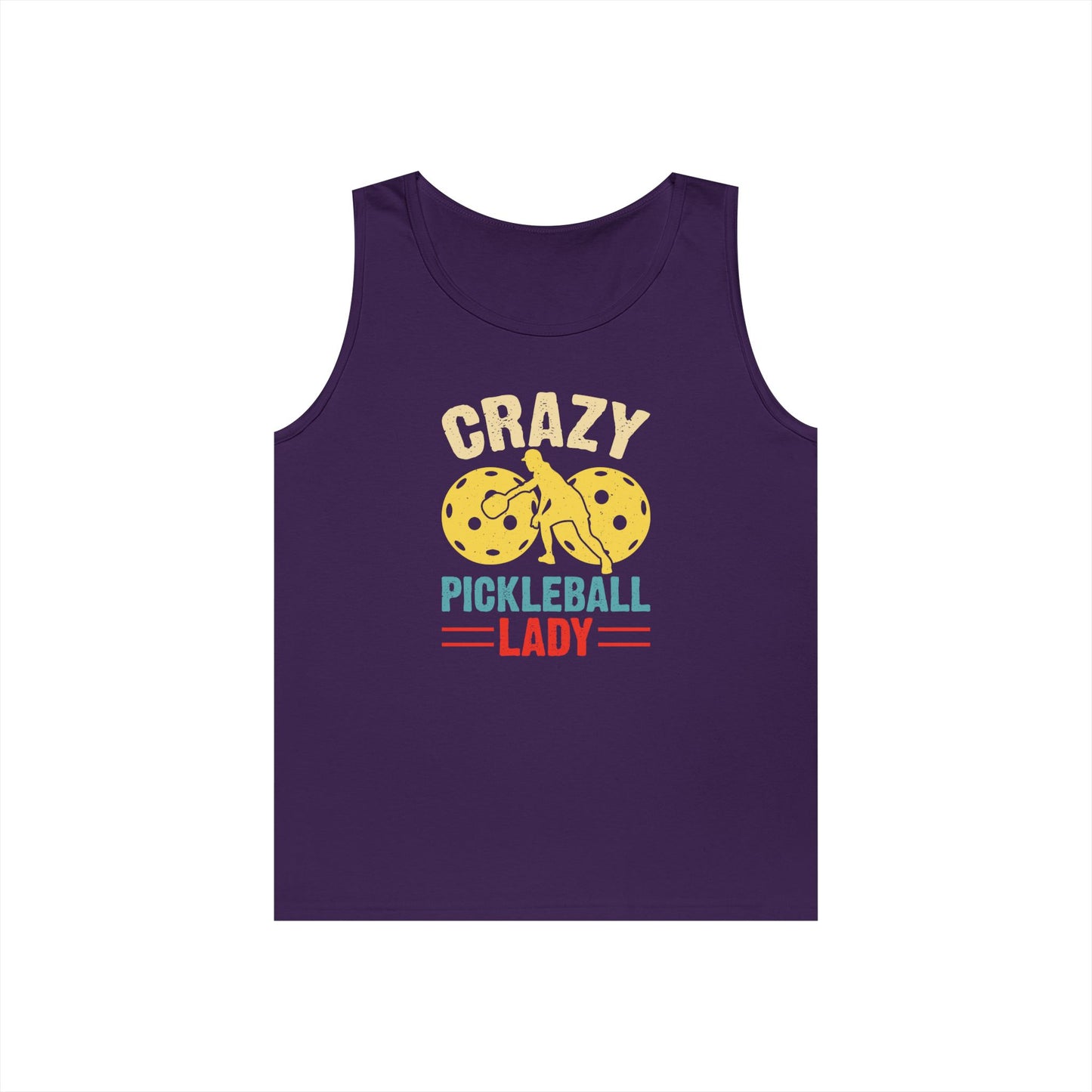Women's Soft Pickleball Tank Top - Crazy Pickleball Lady Purple