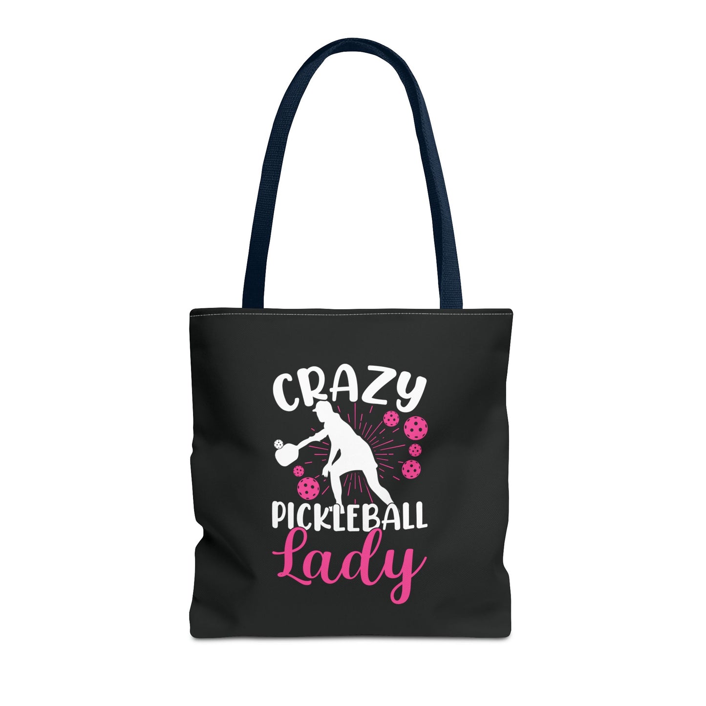 Pickleball Funny Tote Bag - Crazy Pickleball Lady Navy