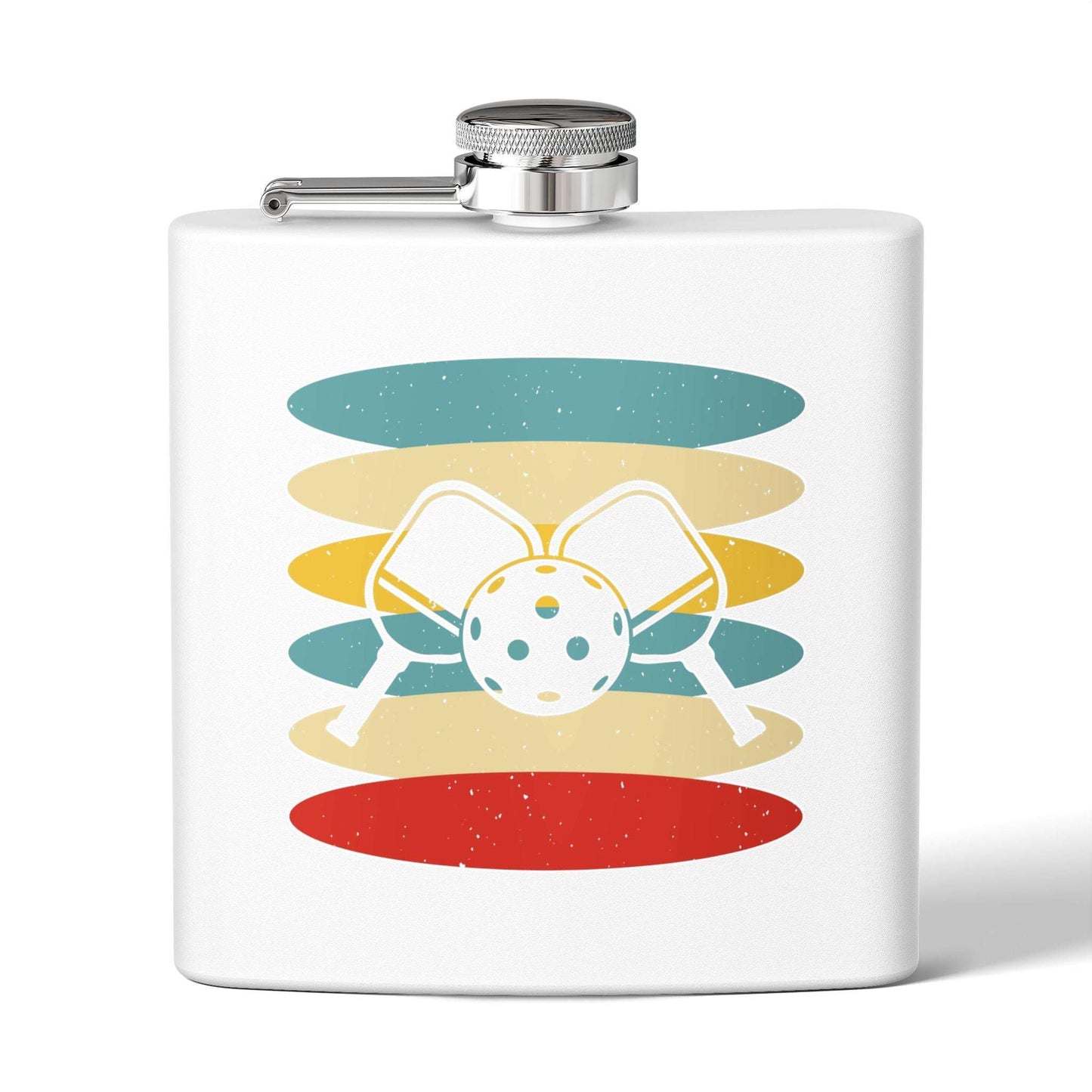Pickleball Stylish Flask - Pickleball Retro White