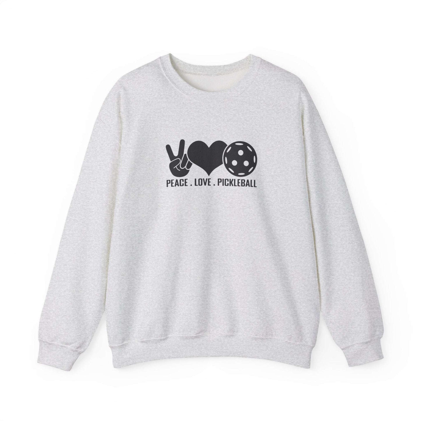 Men's Comfy Pickleball Sweatshirt - Peace, Love, Pickleball Gray