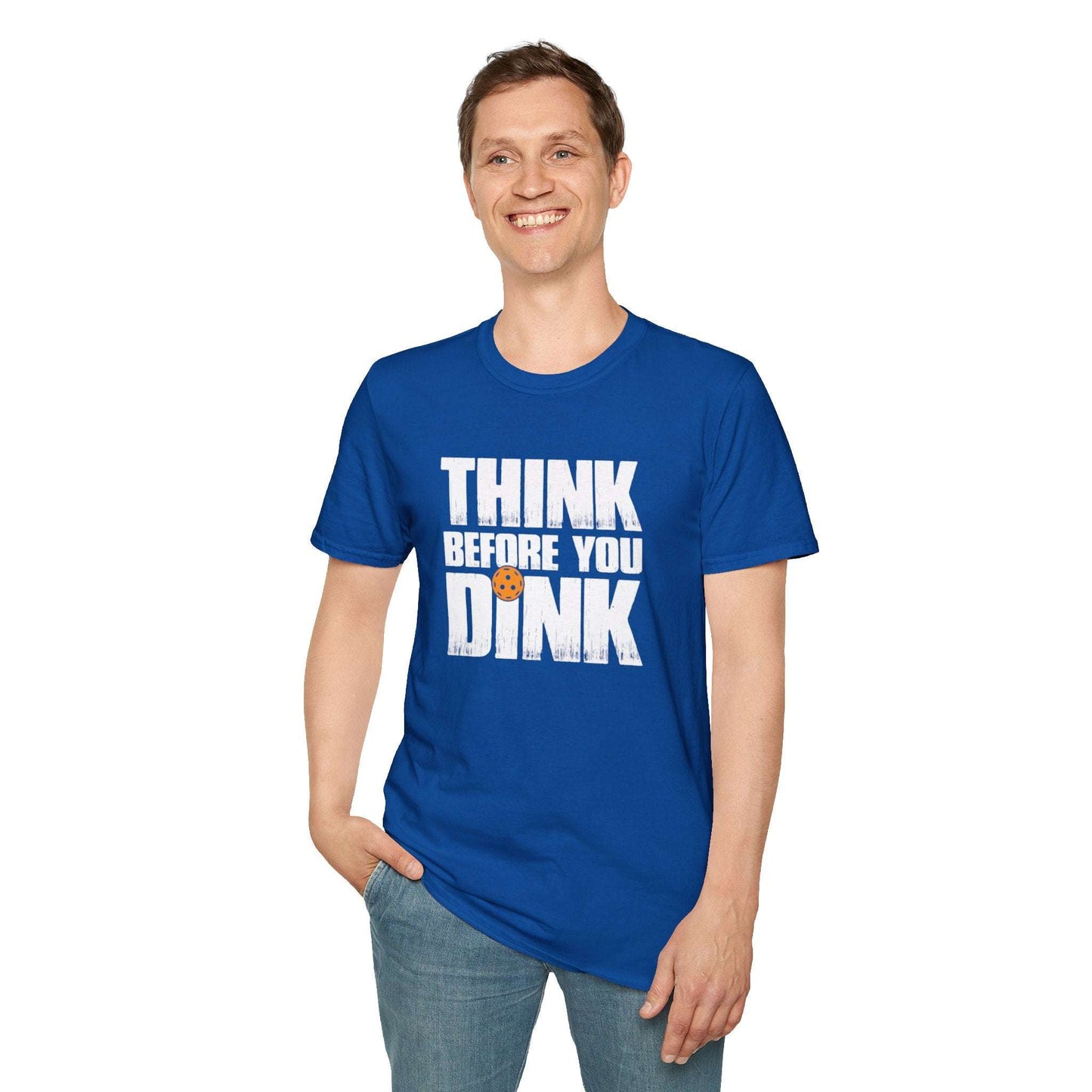 Men's Soft Pickleball T-shirt - Think Before You Dink