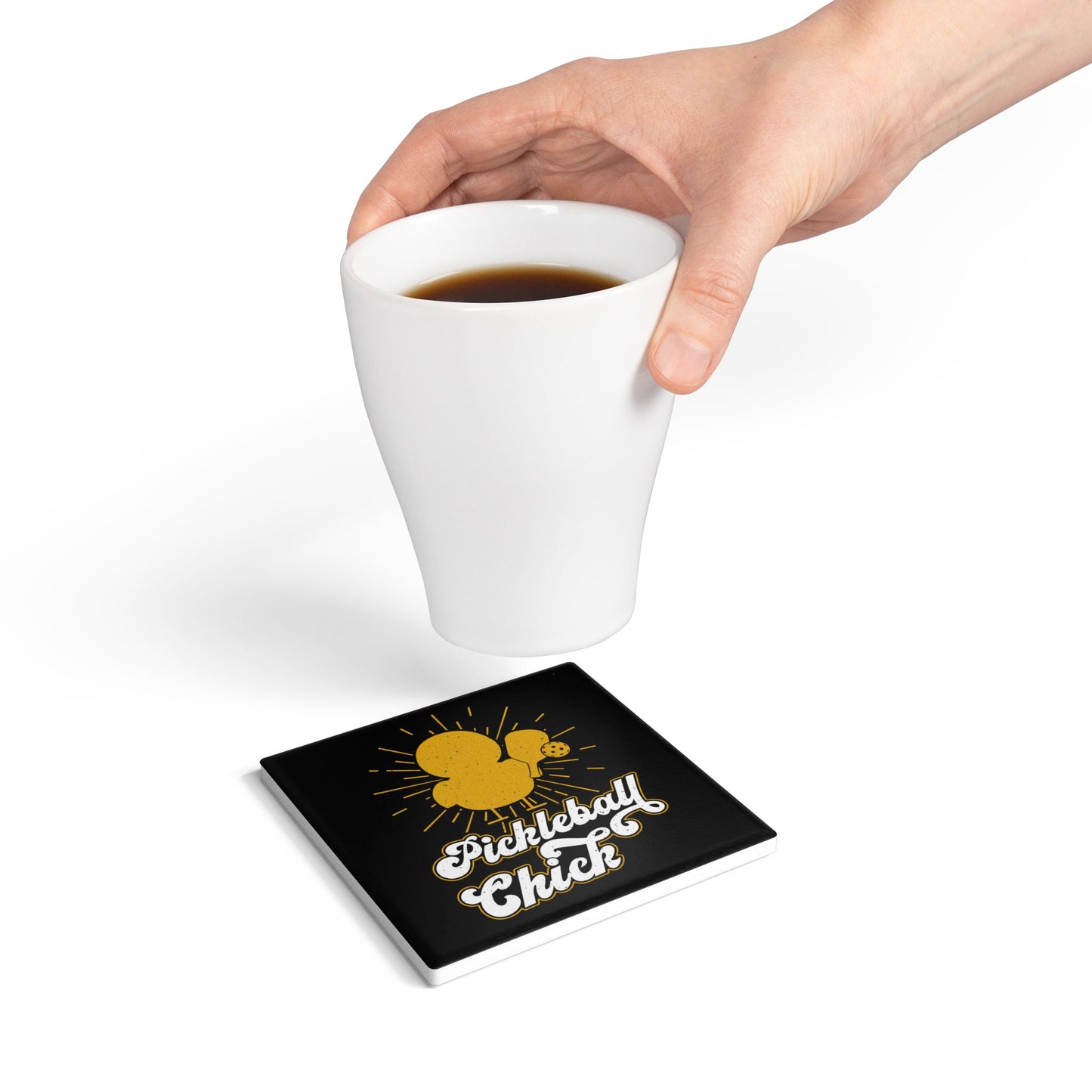 Pickleball Funny Ceramic Coaster - Pickleball Chick