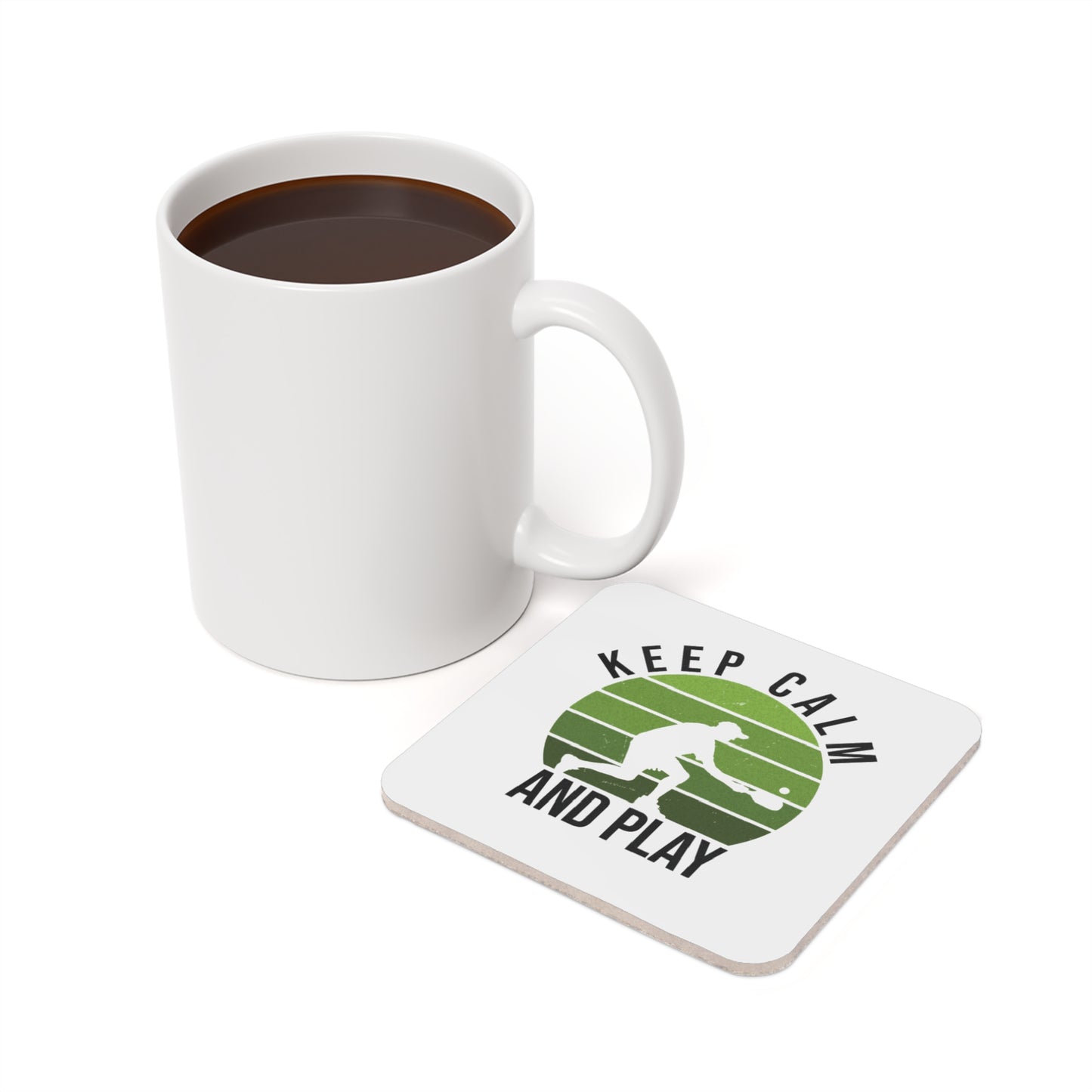 Pickleball Durable Cork Coaster - Keep Calm and Play