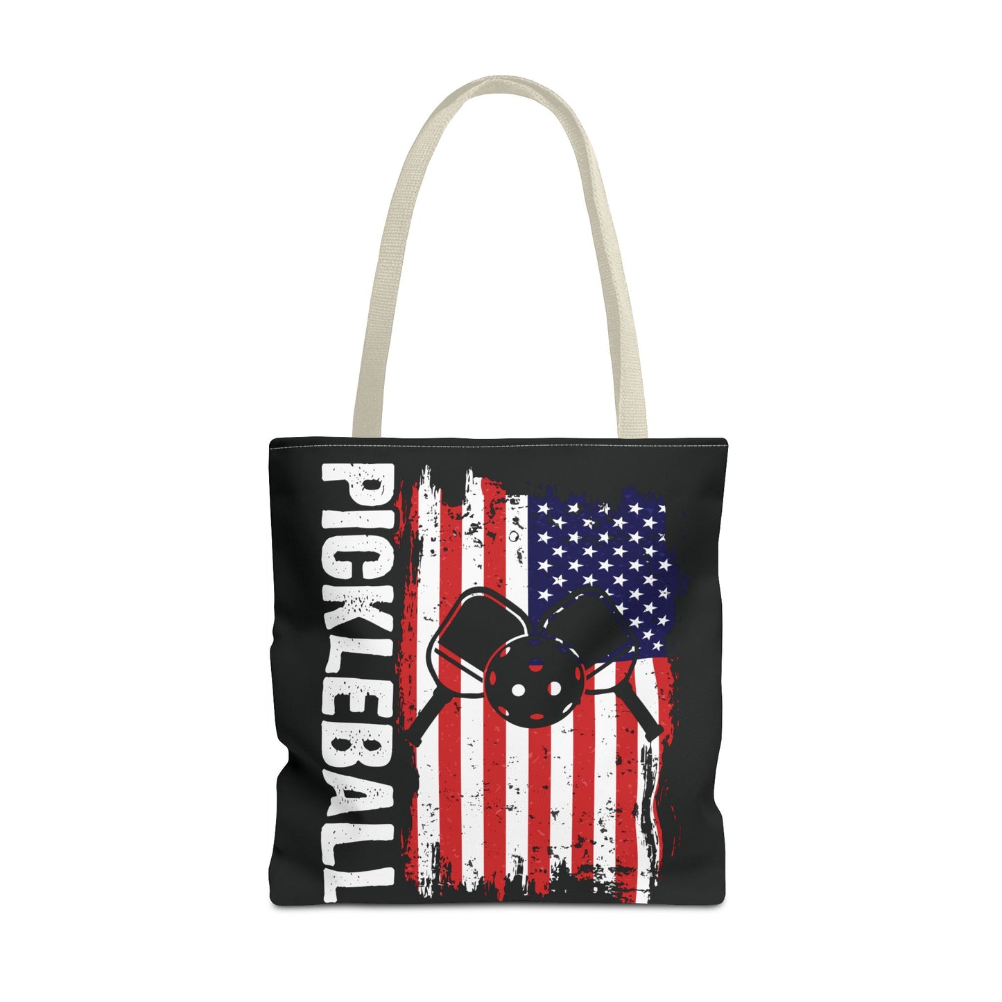 Pickleball Durable Tote Bag - Pickleball with American Flag