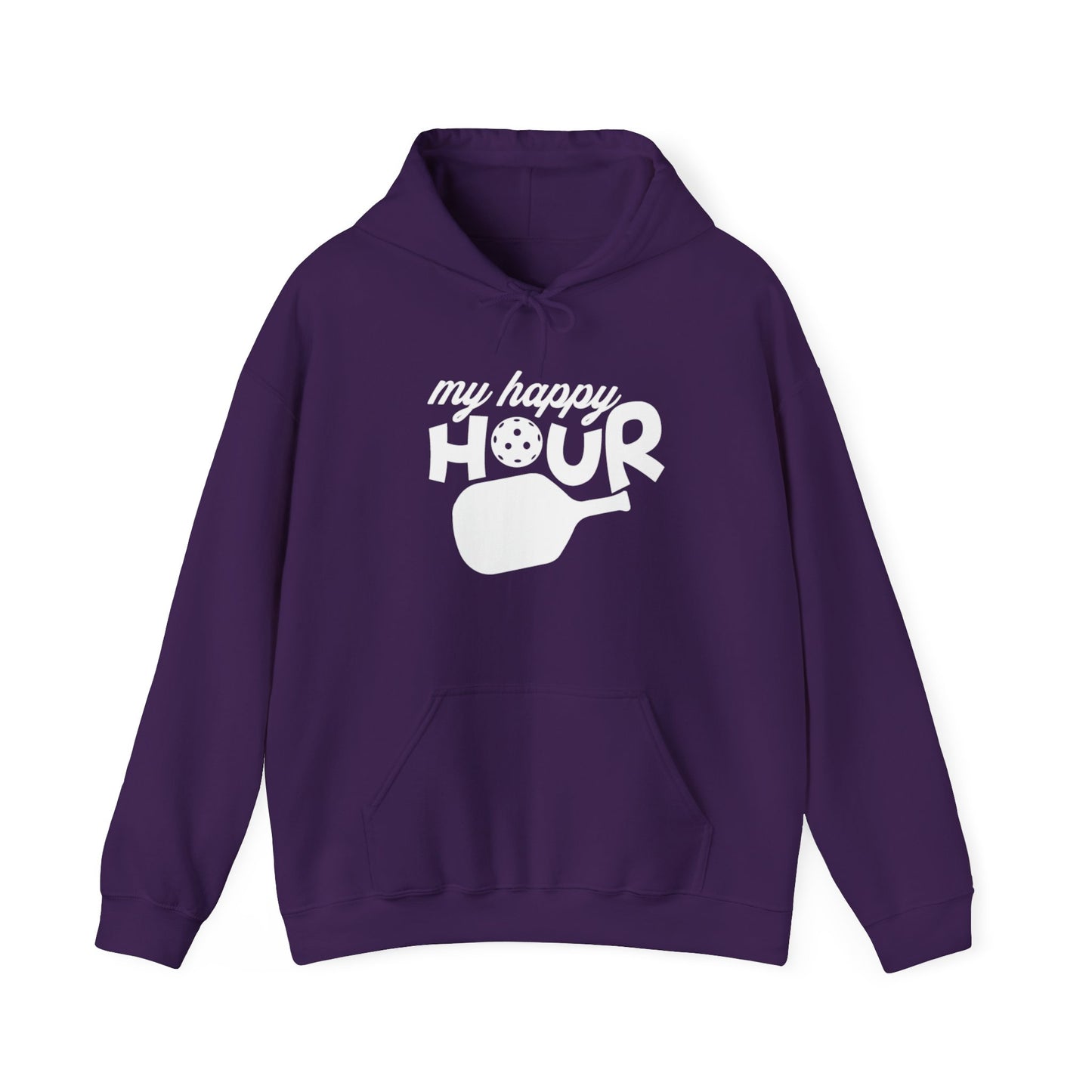 Men's Durable Pickleball Hoodie - My Happy Hour Purple