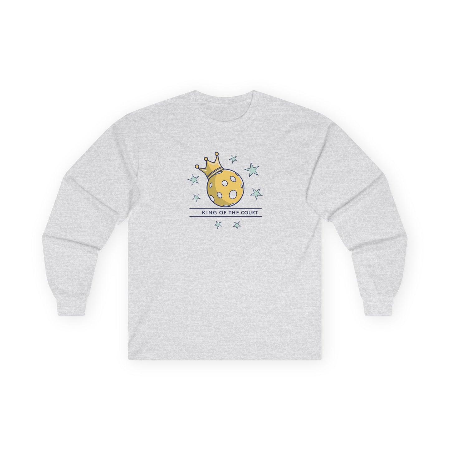 Men's Cute Pickleball Long Sleeves top - King of the Court Grey
