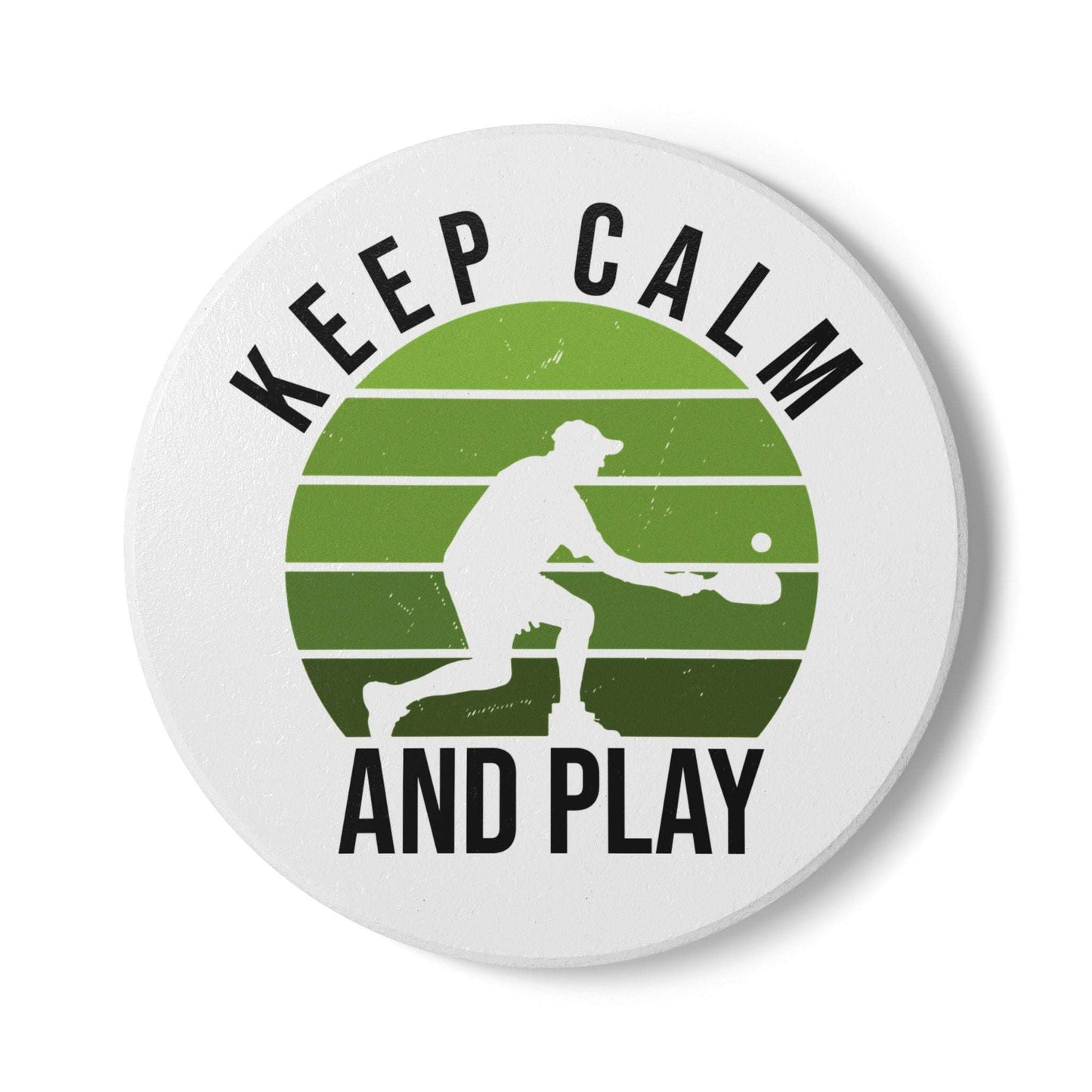Pickleball Stylish Ceramic Coaster - Keep Calm and Play White