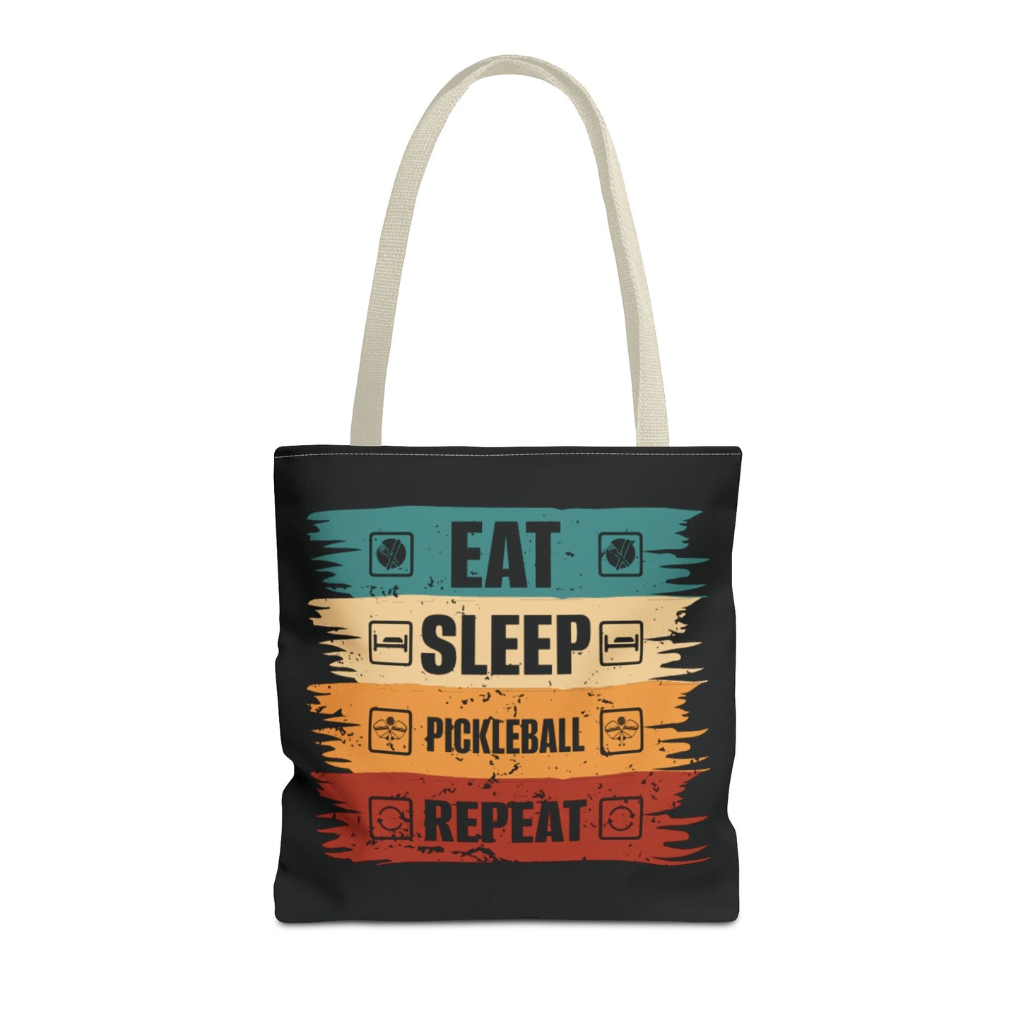 Pickleball Cool Tote Bag - Eat Sleep Pickleball Repeat Retro Beige