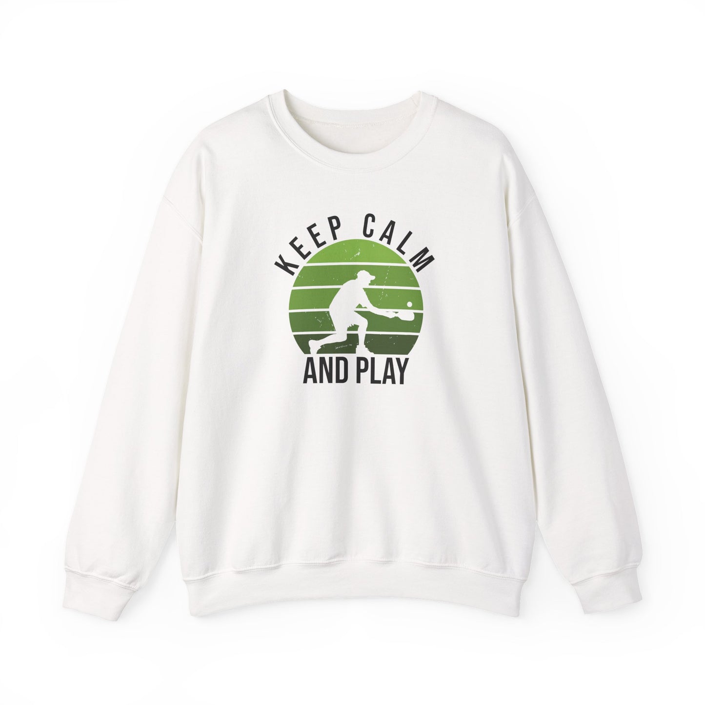 Men's Durable Pickleball Sweatshirt - Keep Calm and Play White