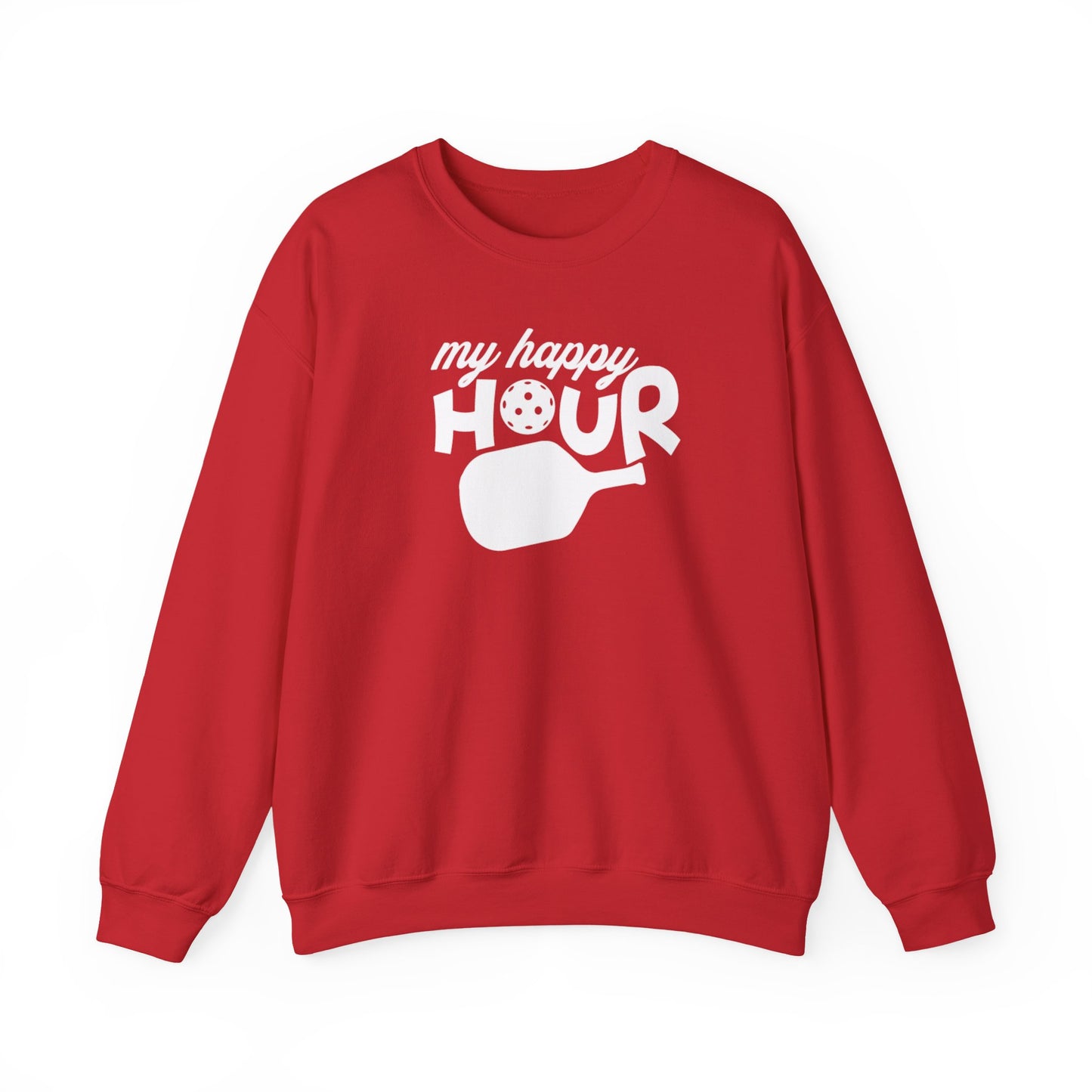 Men's Soft Pickleball Sweatshirt - My Happy Hour Red