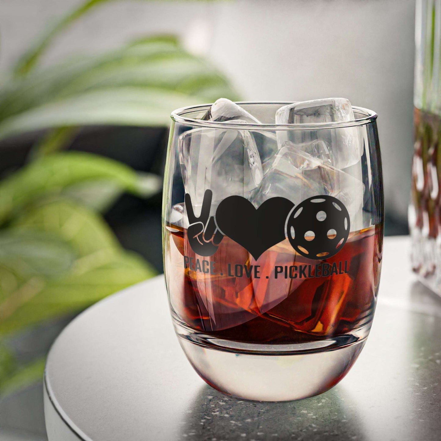 Pickleball Durable Whiskey Glass - Peace, Love, Pickleball