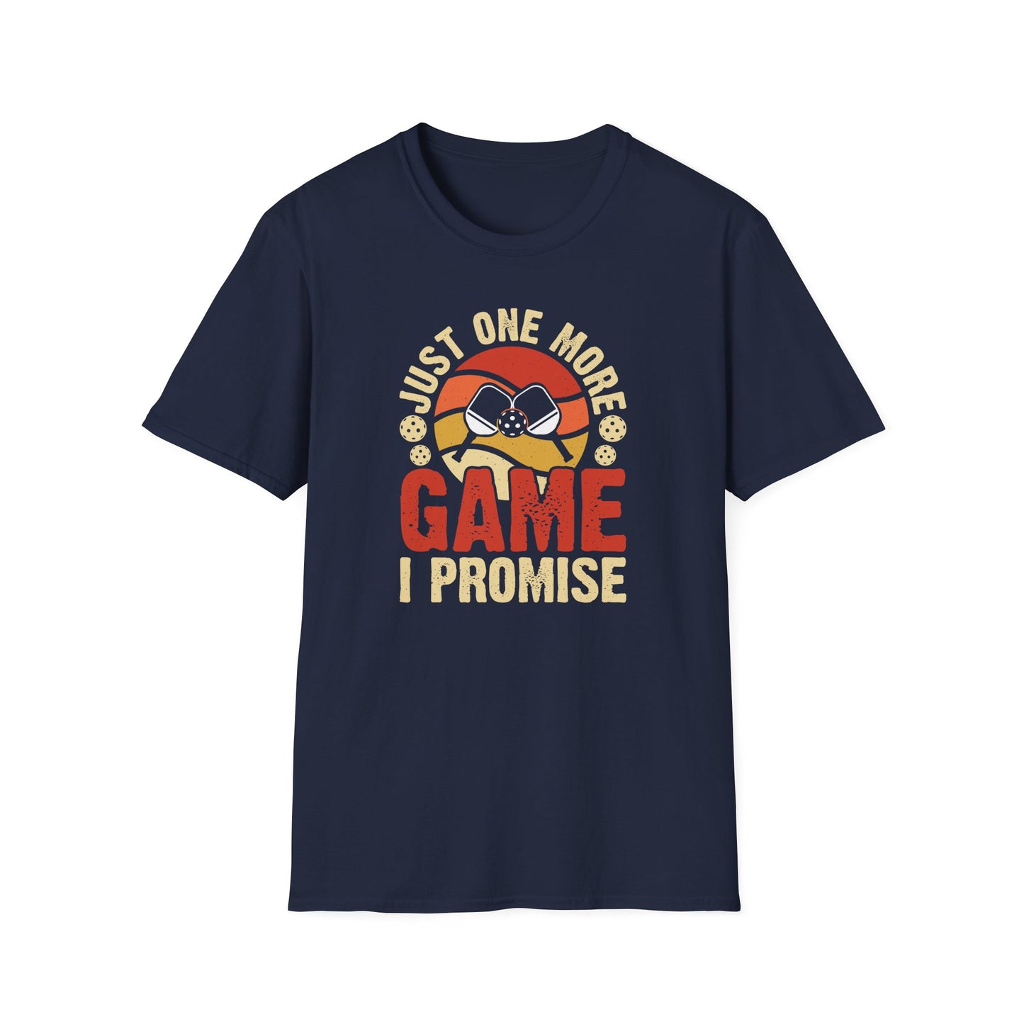 Men's Stylish Pickleball T-shirt - Just One More Game I Promise Navy