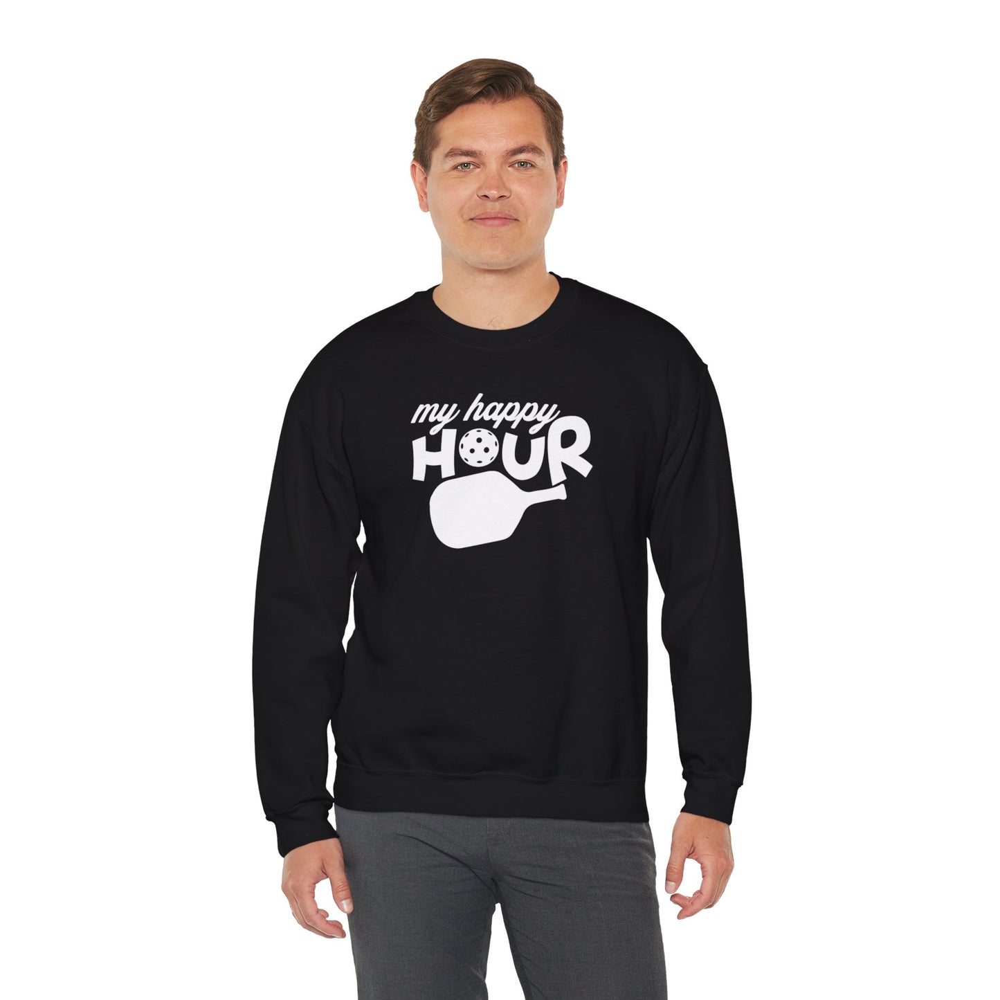Men's Soft Pickleball Sweatshirt - My Happy Hour