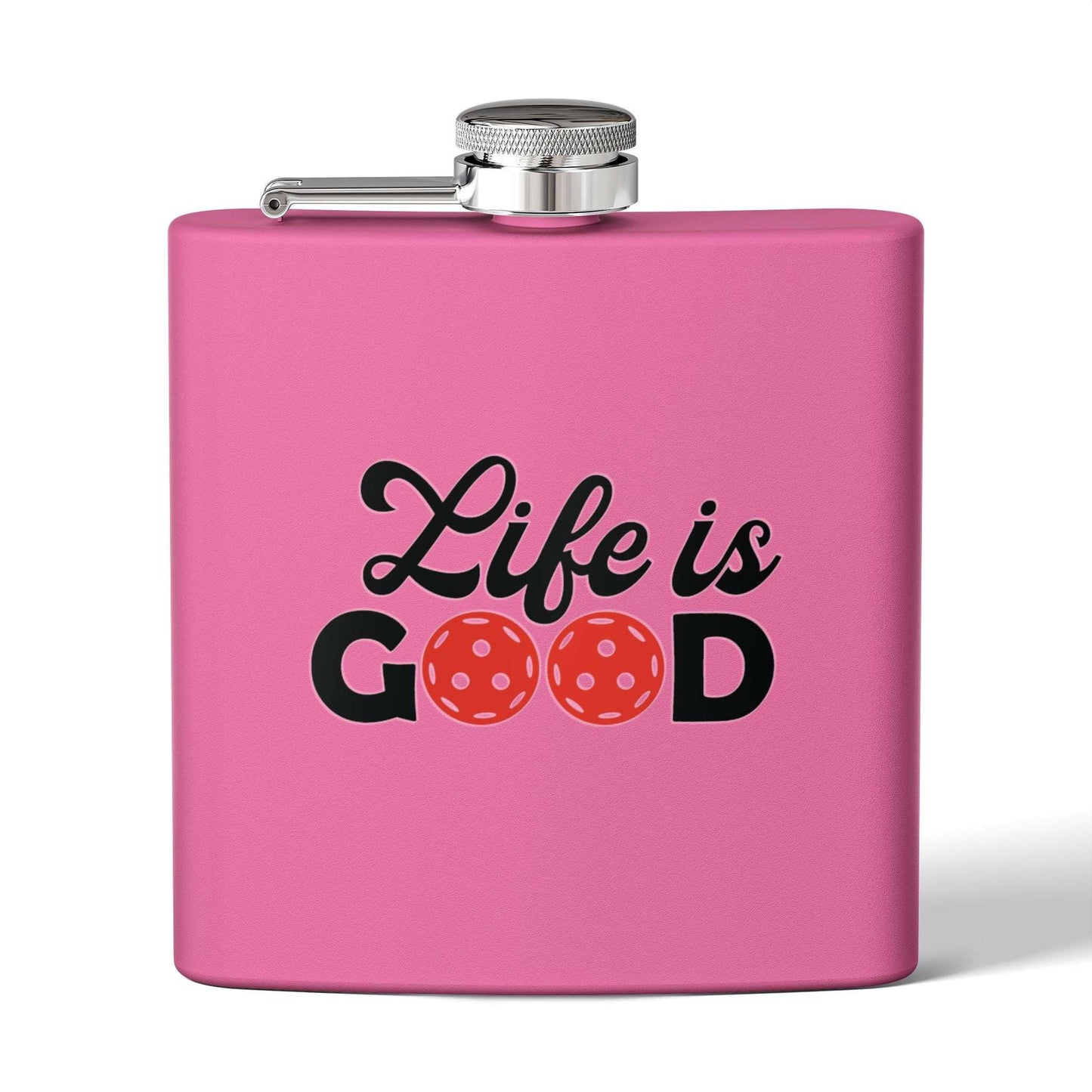 Pickleball Cute Flask - Life is Good Pink