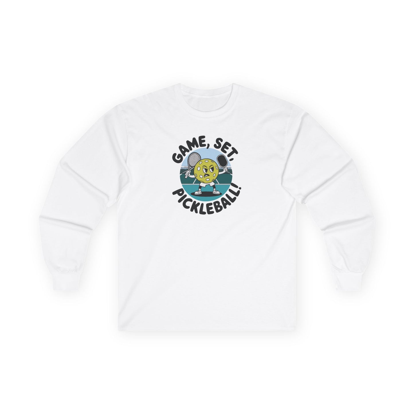 Men's Funny Pickleball Long Sleeves top - Game, Set, Pickleball White