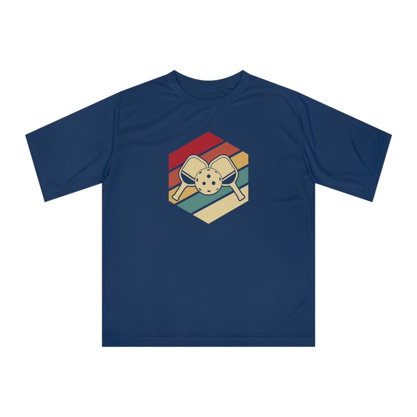 Men's Comfy Pickleball T-shirt - Paddle and Ball Retro Navy