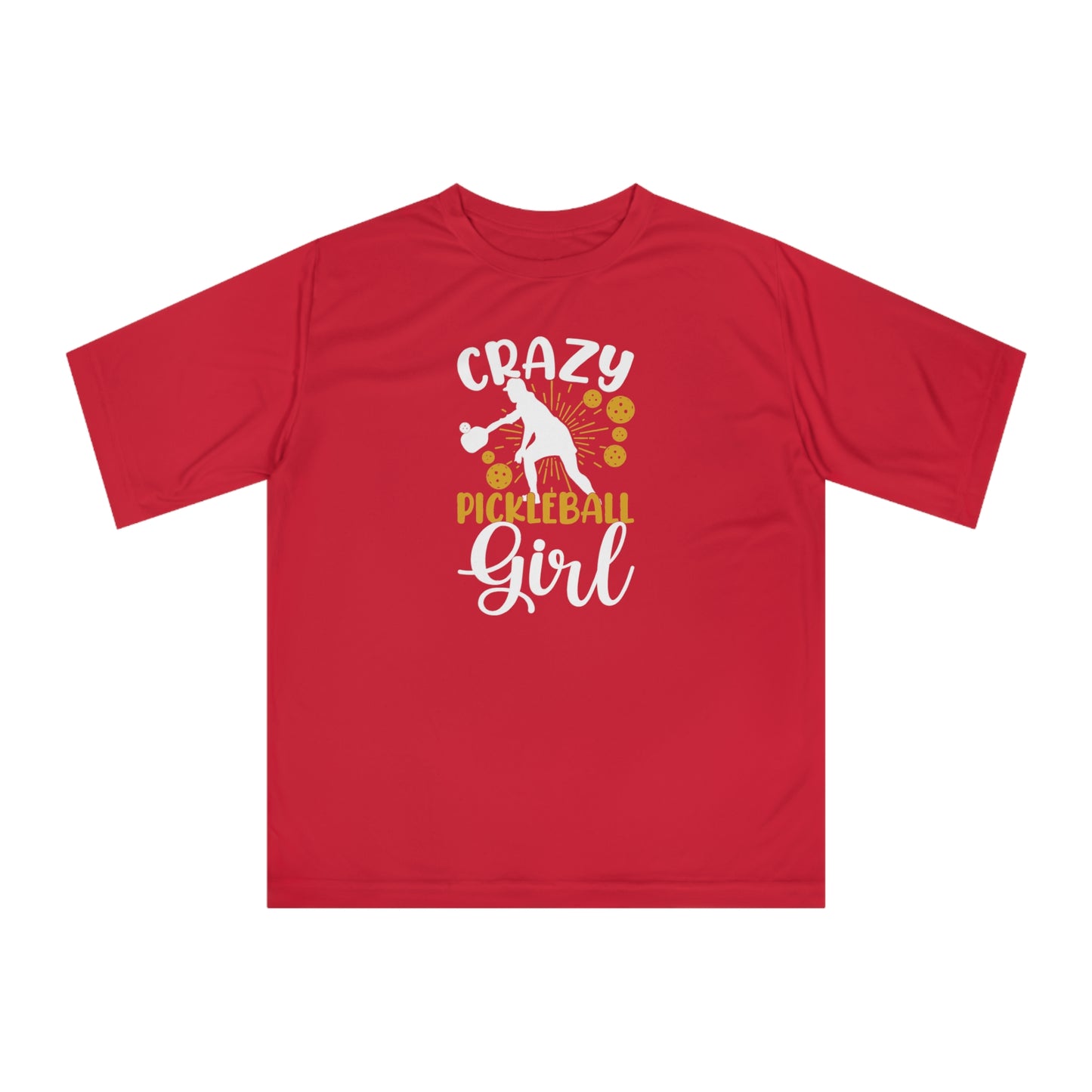 Women's Lightweight Pickleball T-shirt - Crazy Pickleball Girl Red