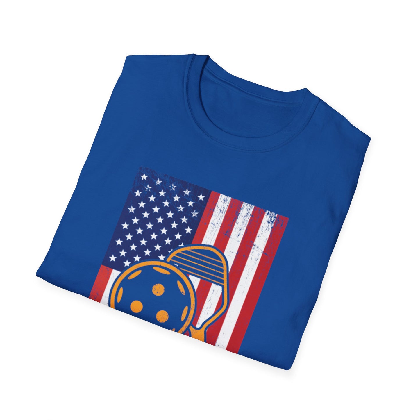 Women's Vibrant Pickleball T-shirt - Pickleball with American Flag