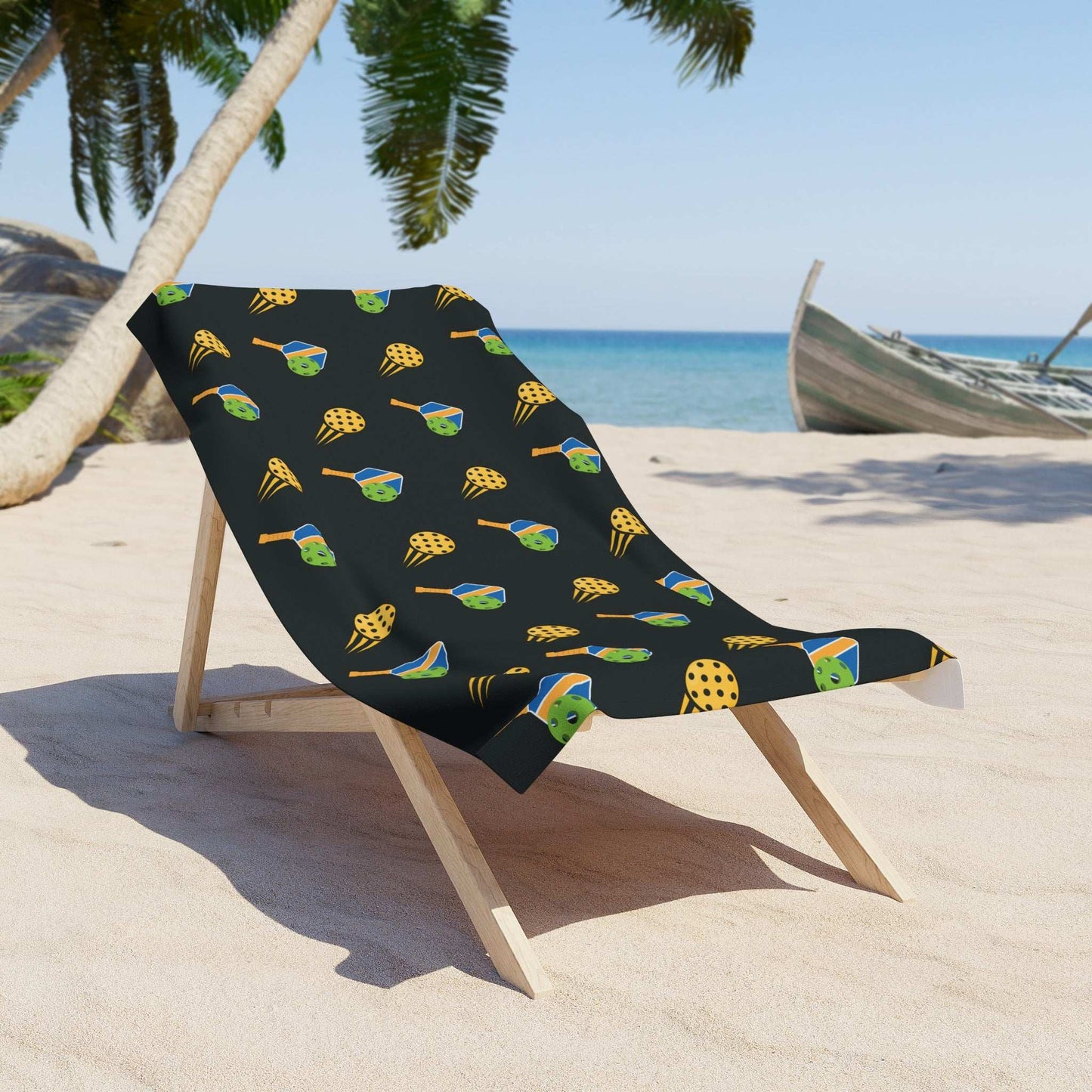 Pickleball Vibrant Beach Towel - Paddle and Ball