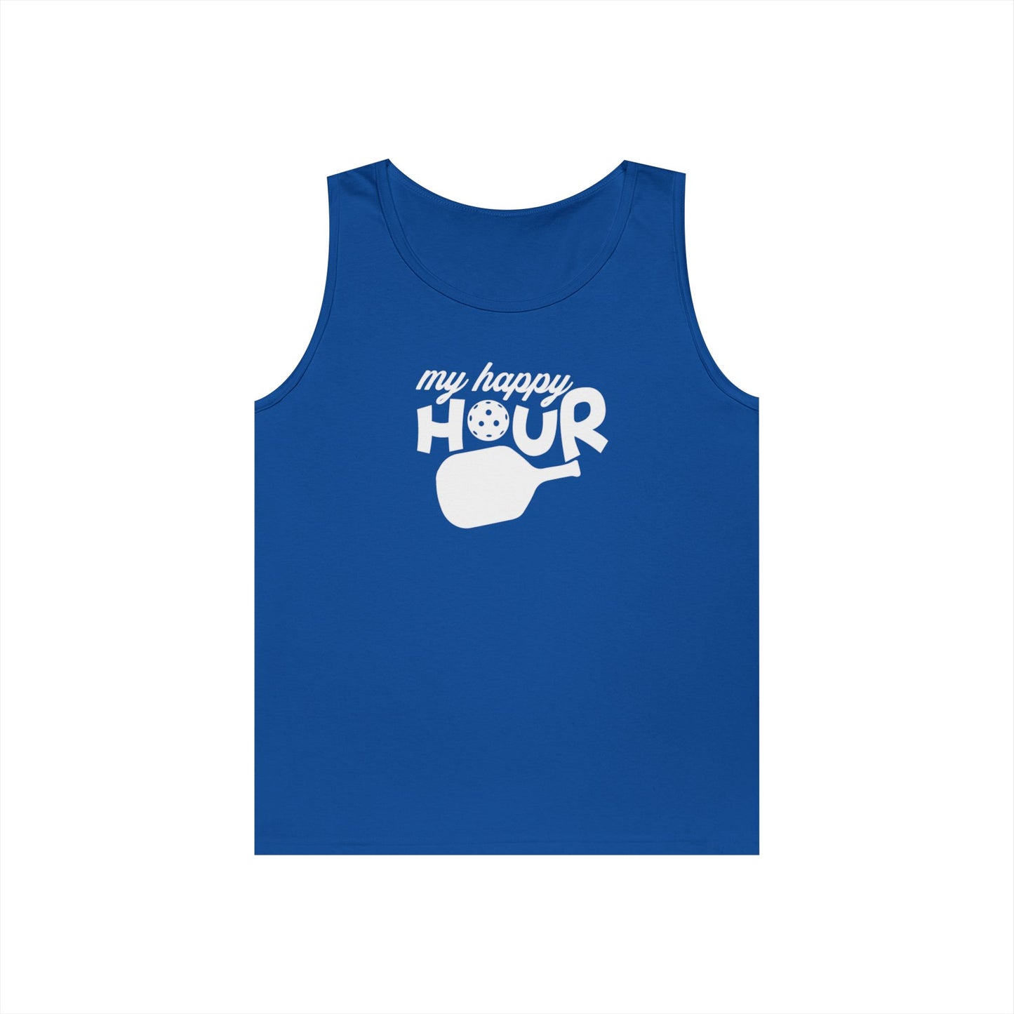 Men's Durable Pickleball Tank Top - My Happy Hour Royal