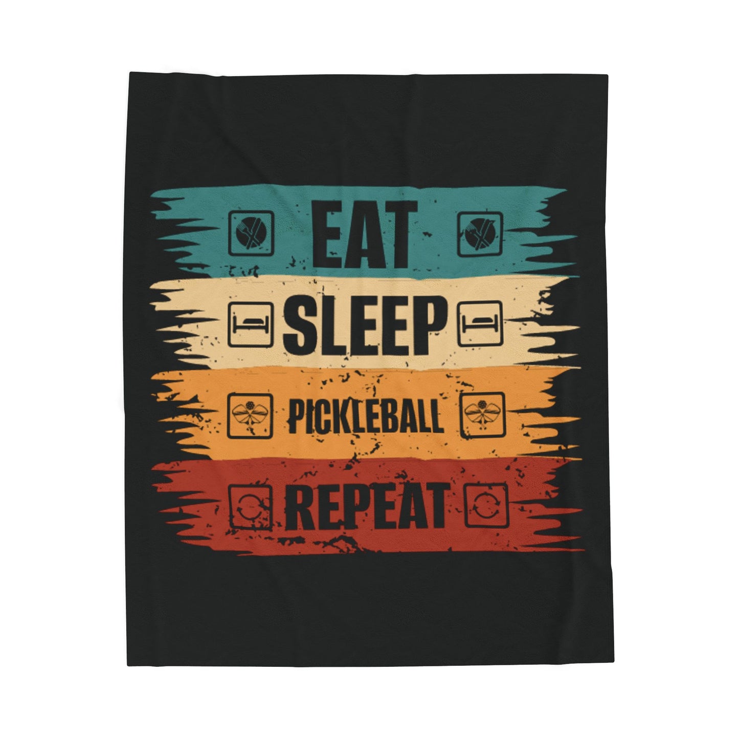 Pickleball Stylish Blanket - Eat Sleep Pickleball Repeat Retro Black