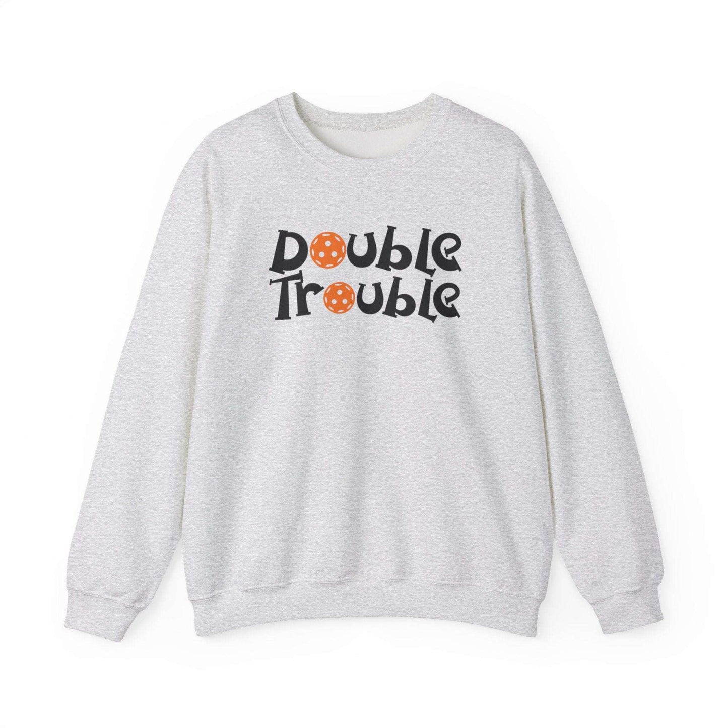 Women's Funny Pickleball Sweatshirt - Double Trouble Gray