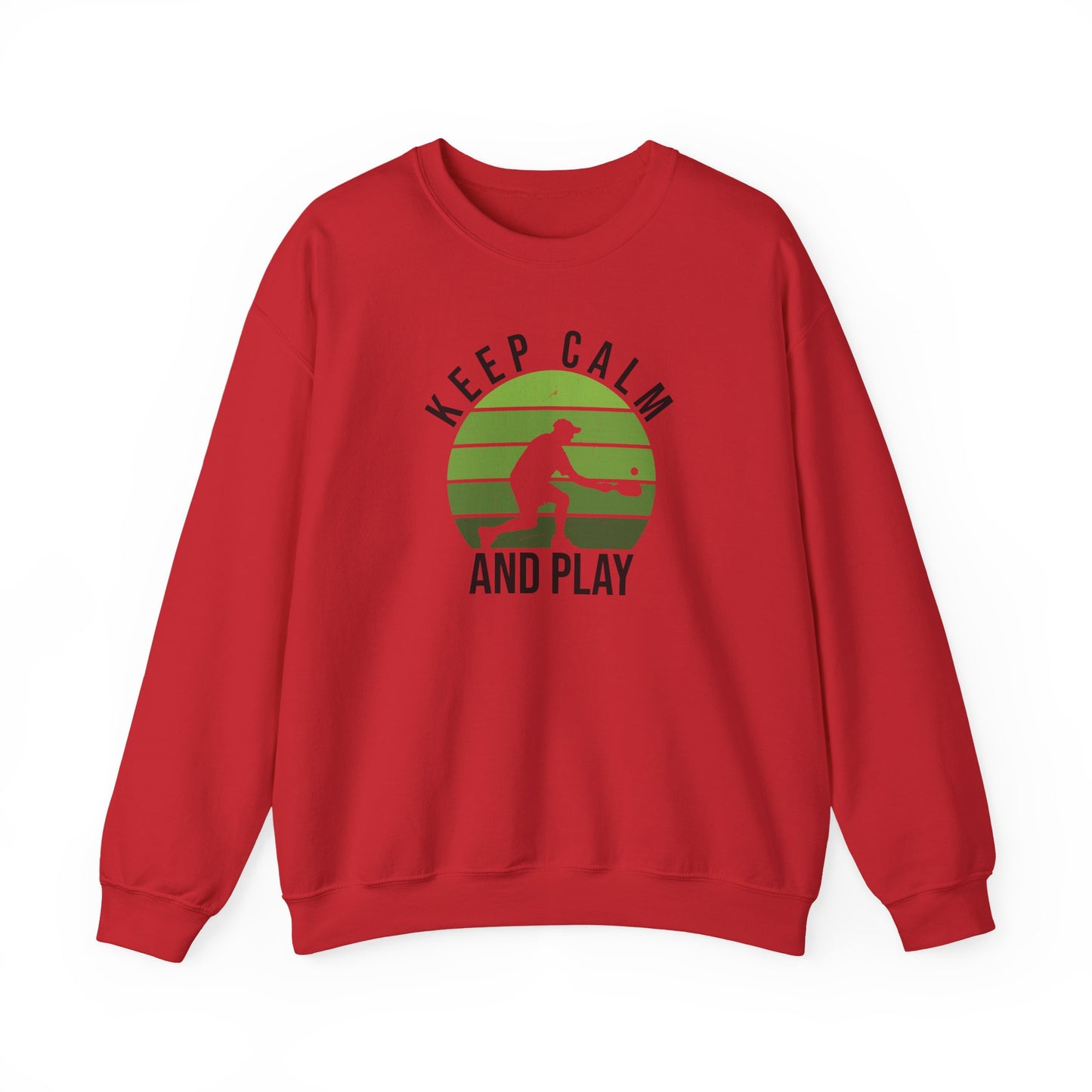 Women's Comfy Pickleball Sweatshirt - Keep Calm and Play Red