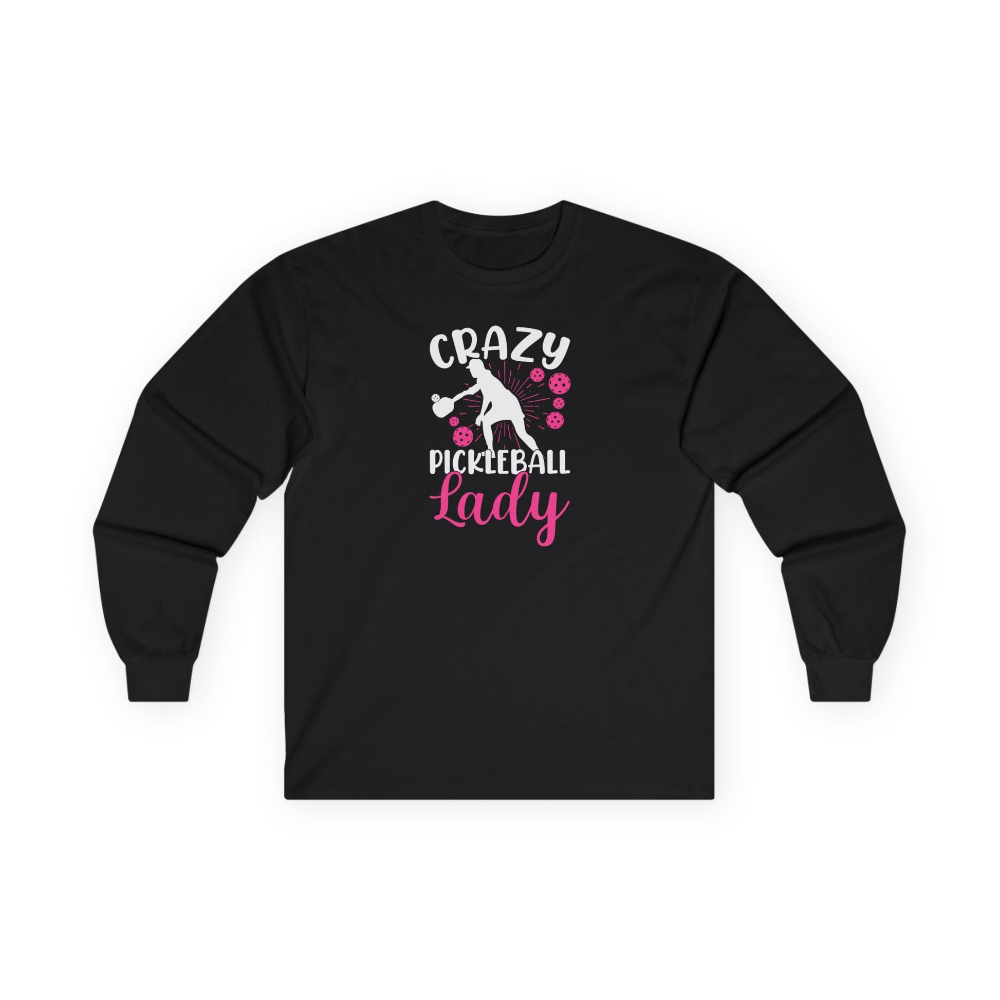 Women's Playful Pickleball Long Sleeves top - Crazy Pickleball Lady Black