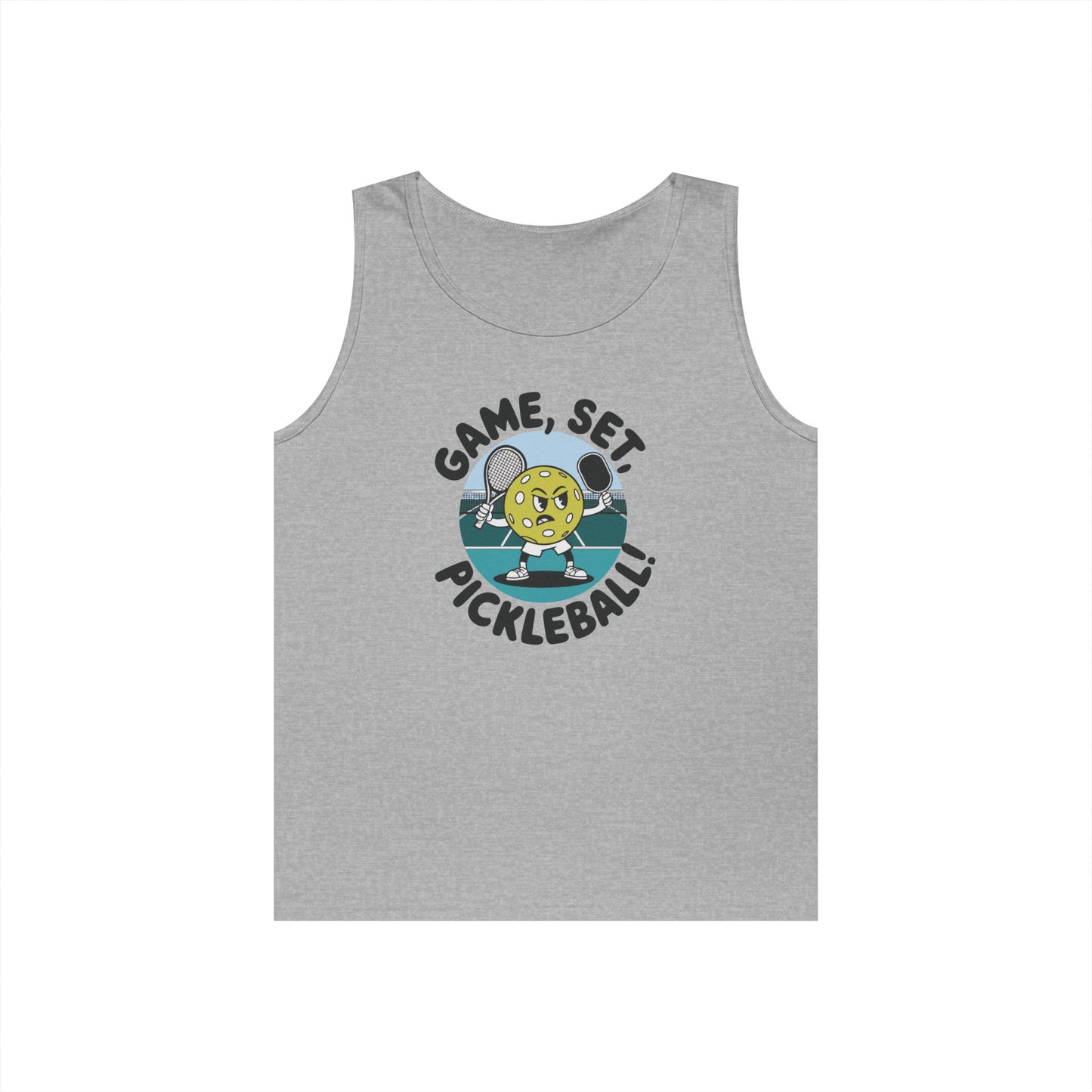 Men's Stylish Pickleball Tank Top - Game, Set, Pickleball Gray