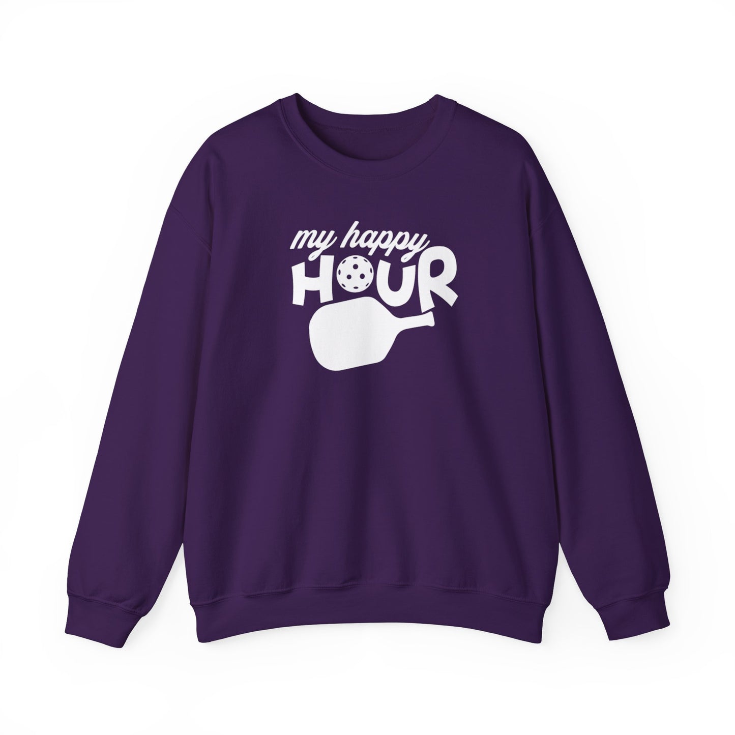 Men's Soft Pickleball Sweatshirt - My Happy Hour Purple
