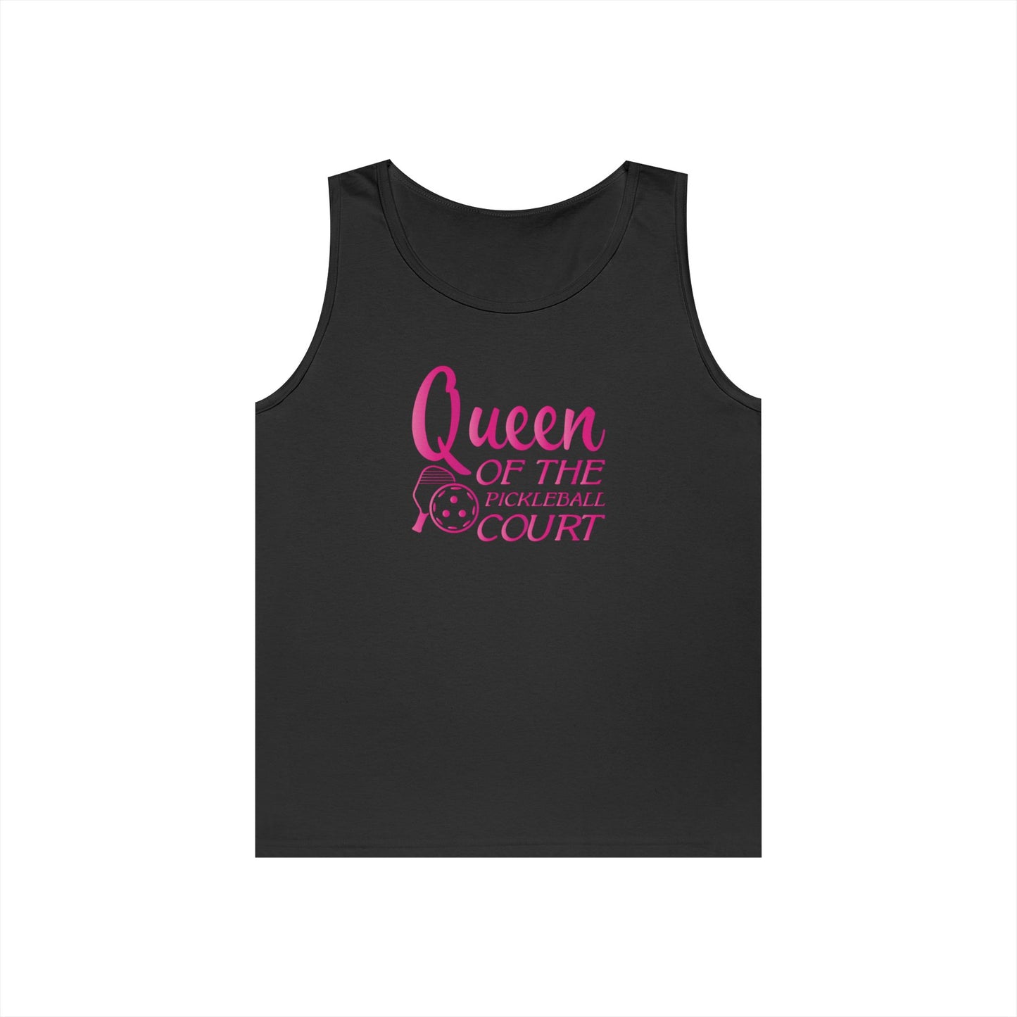 Women's Cute Pickleball Tank Top - Queen of the Pickleball Court Black