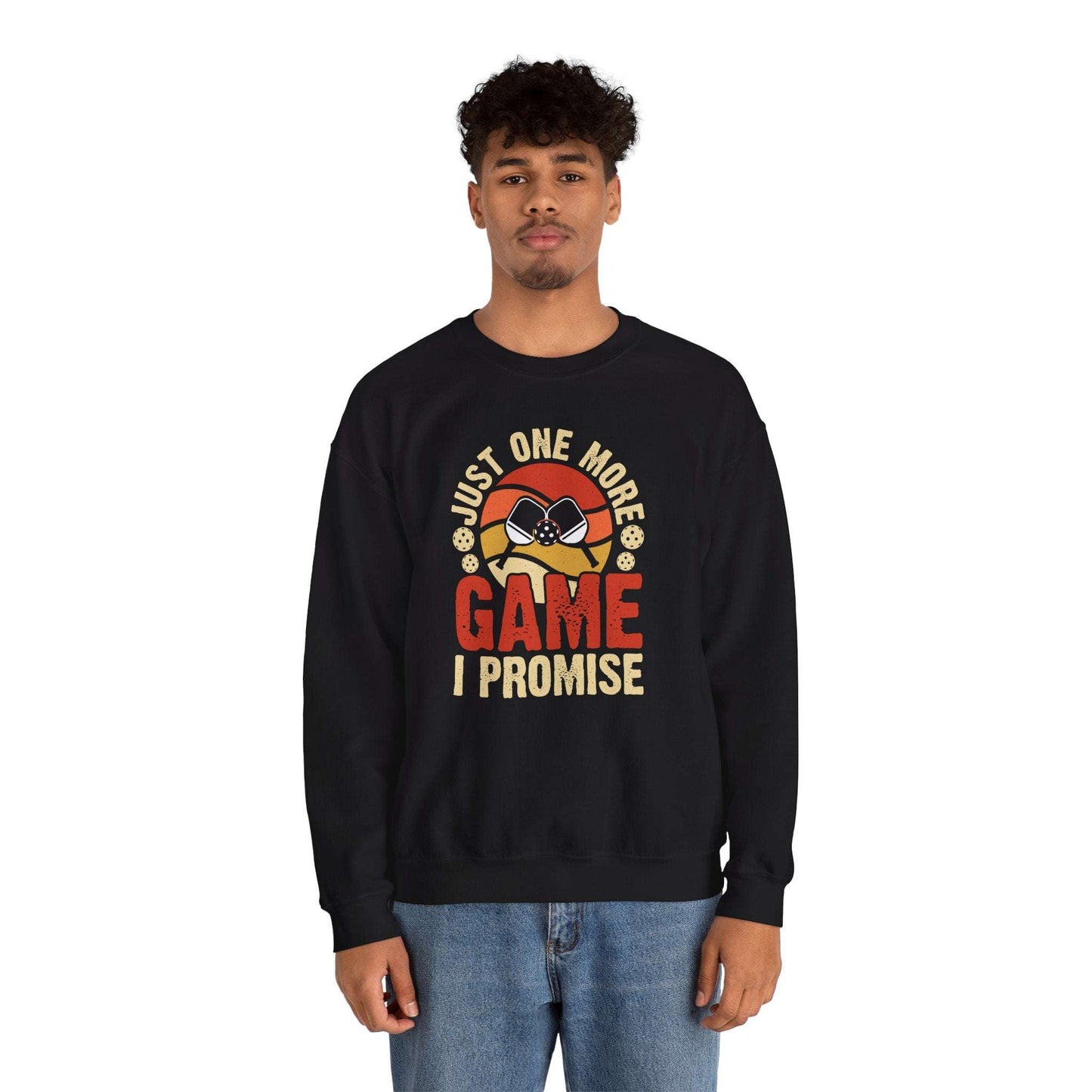 Men's Unique Pickleball Sweatshirt - Just One More Game I Promise