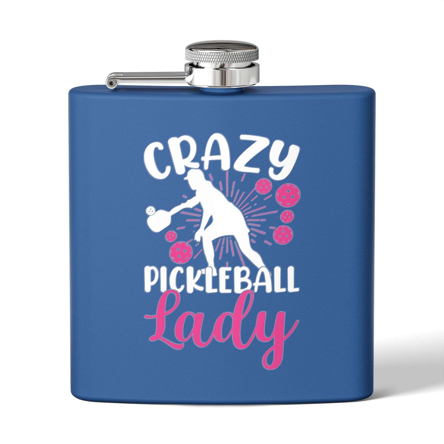 Pickleball Durable Flask - Crazy Pickleball Lady Royal