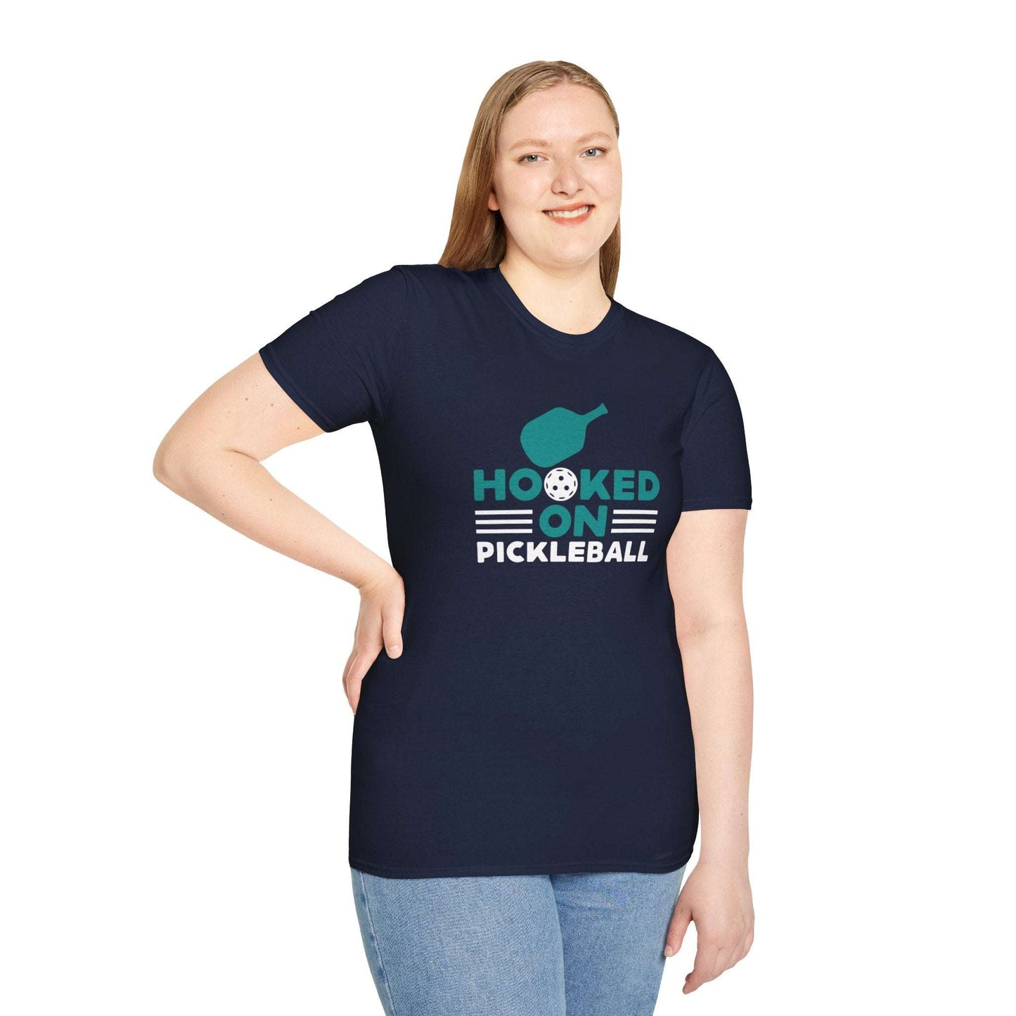 Women's Comfy Pickleball T-shirt - Hooked on Pickleball