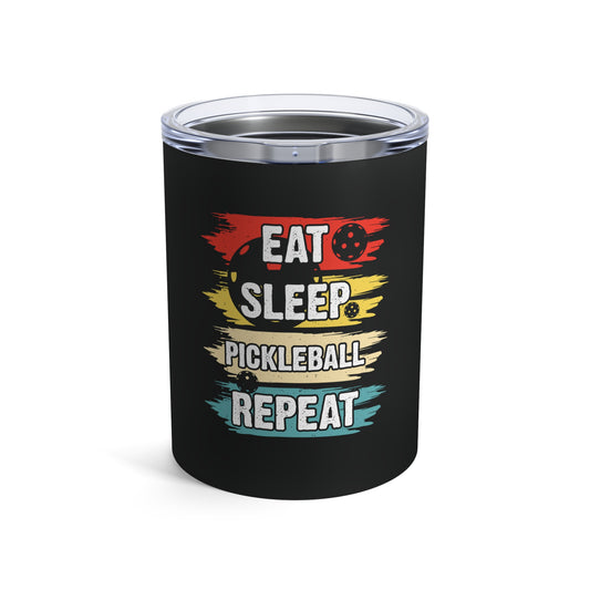 Pickleball Vibrant Tumbler - Eat Sleep Pickleball Repeat Retro Black