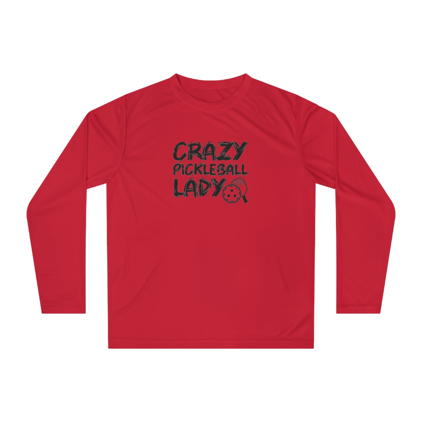 Women's Durable Pickleball Long Sleeves top - Crazy Pickleball Lady Red