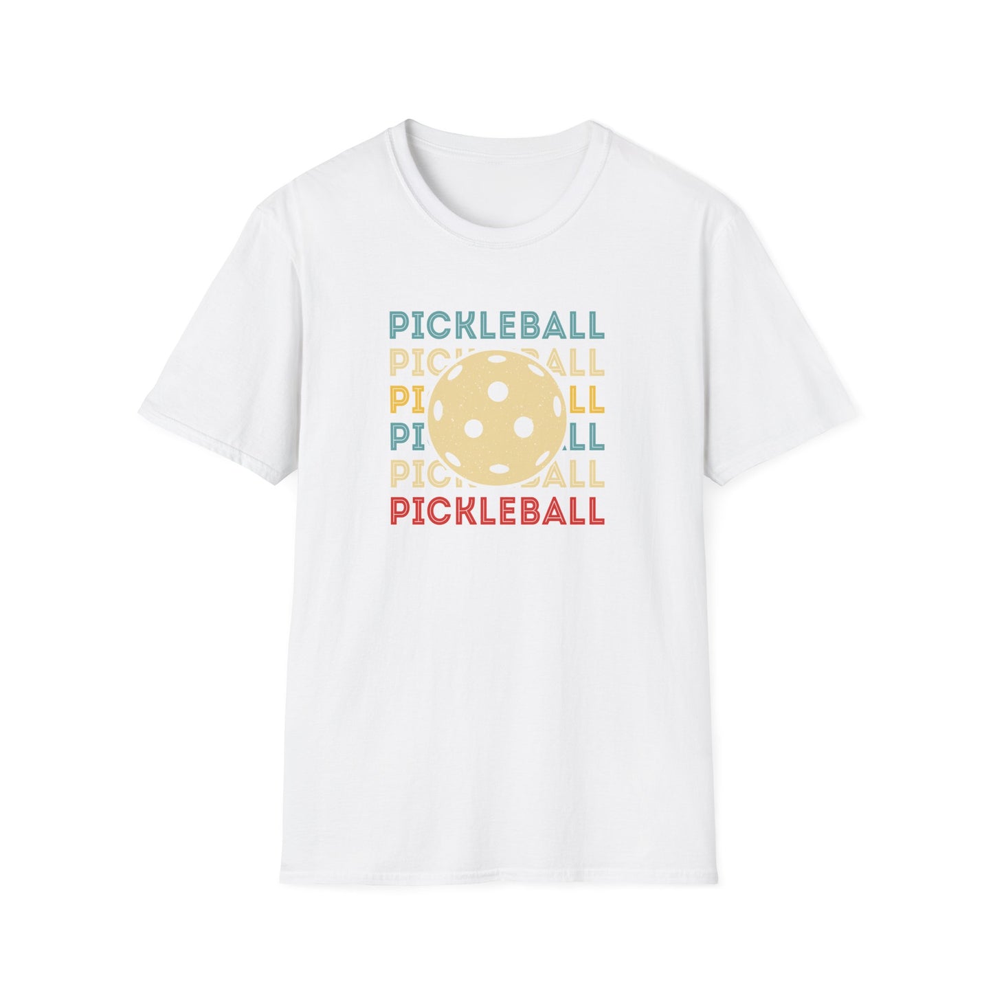 Men's Fun Pickleball T-shirt - Pickleball and Ball White