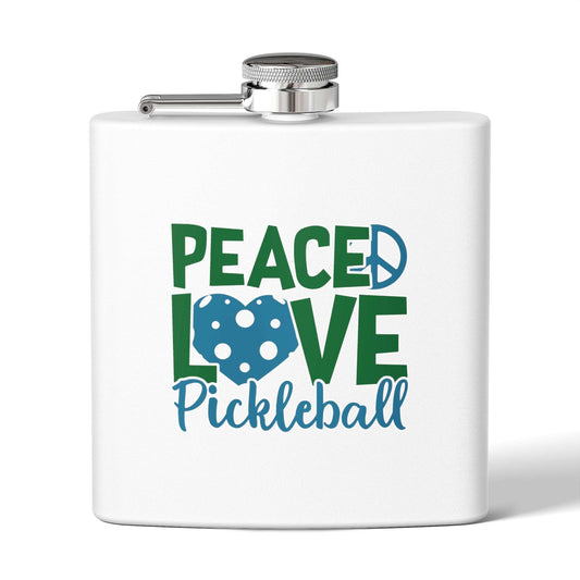 Pickleball Unique Flask - Peace, Love, Pickleball White