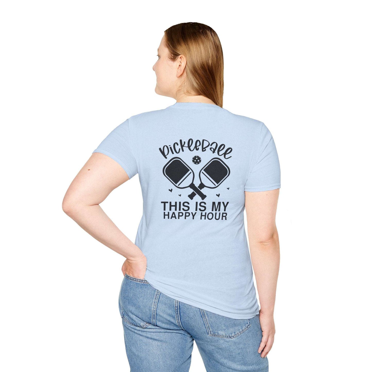 Women's Comfy Pickleball T-shirt - Pickleball This Is My Happy Hour