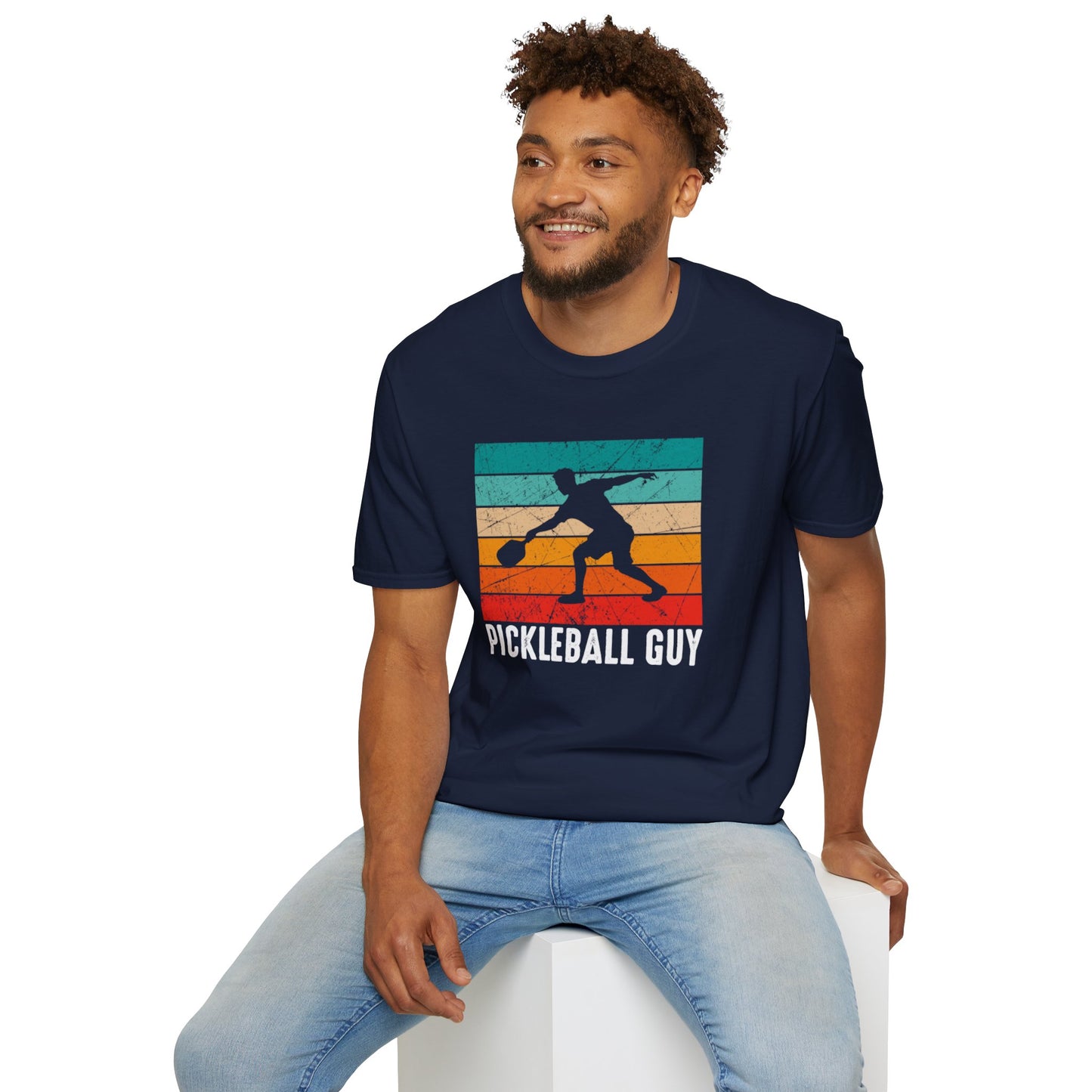 Men's Eye-Catching Pickleball T-shirt - Pickleball Guy Retro