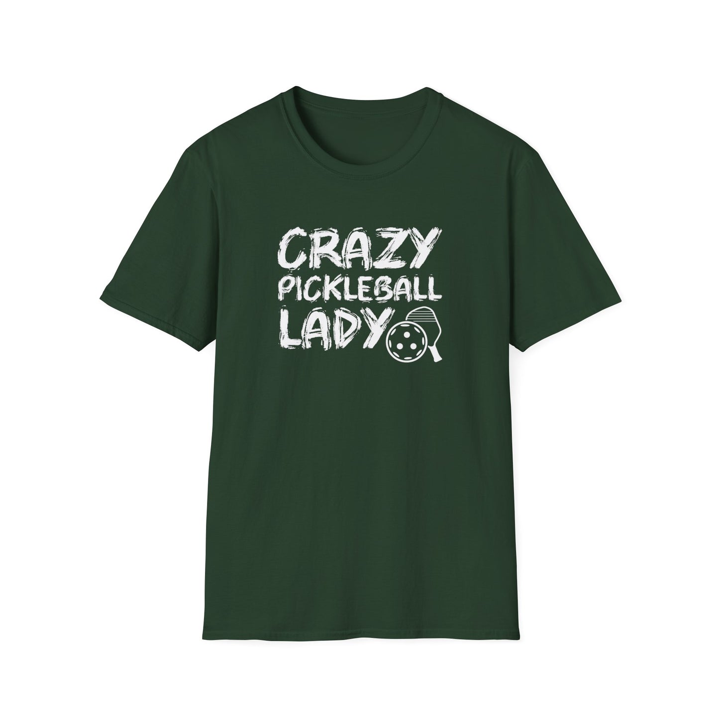 Women's Unique Pickleball T-shirt - Crazy Pickleball Lady Green