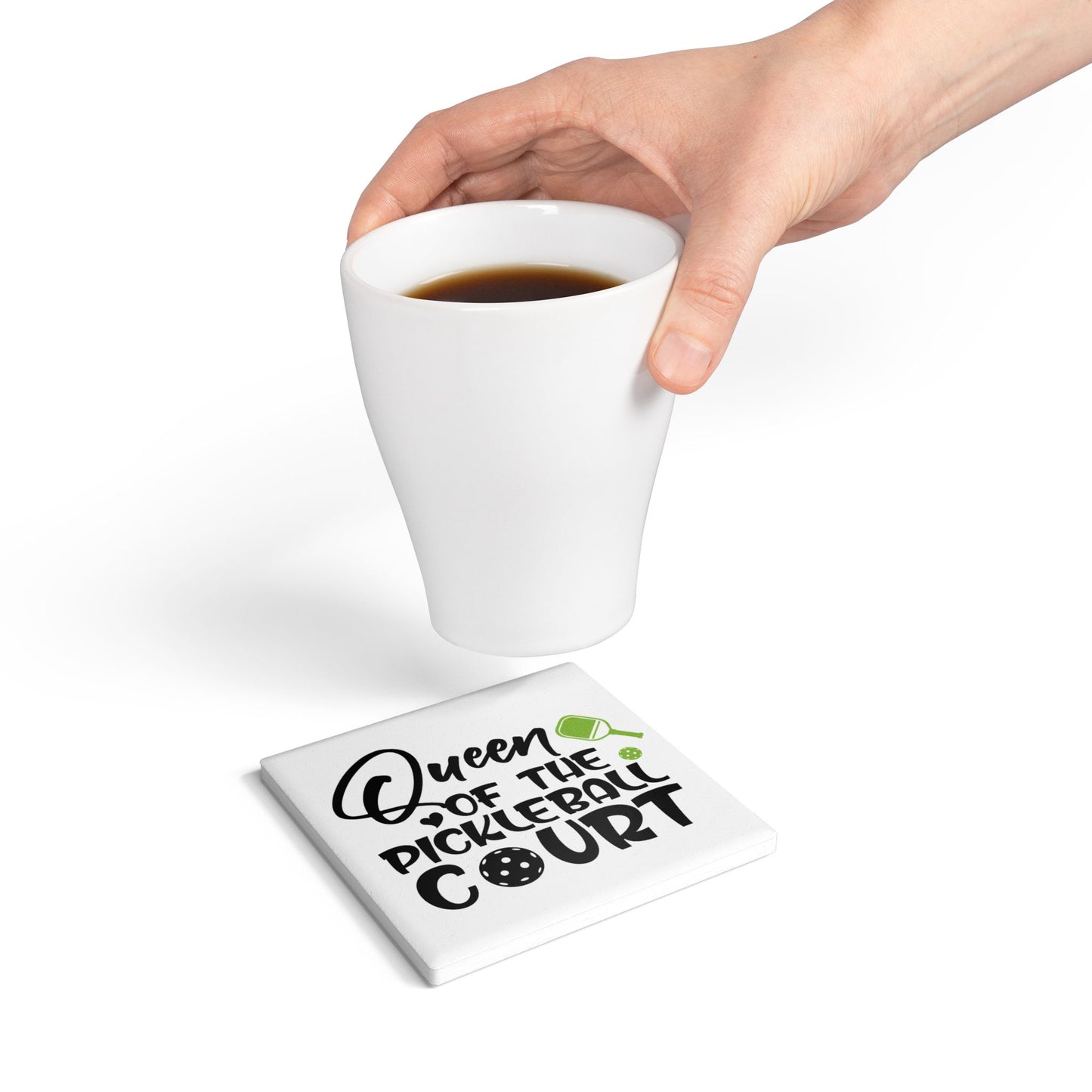 Pickleball Stylish Ceramic Coaster - Queen of the Pickleball Court