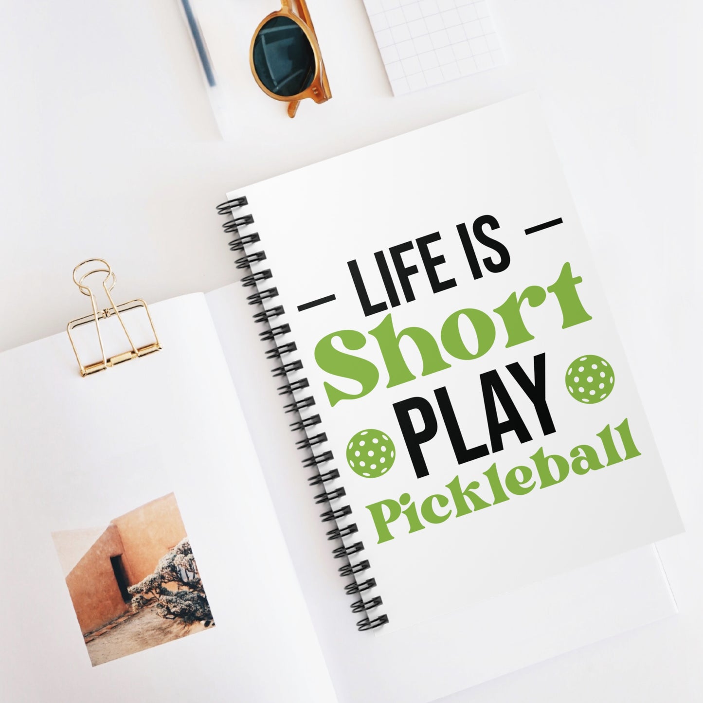 Pickleball Cheerful Notebook - Life is Short Play Pickleball