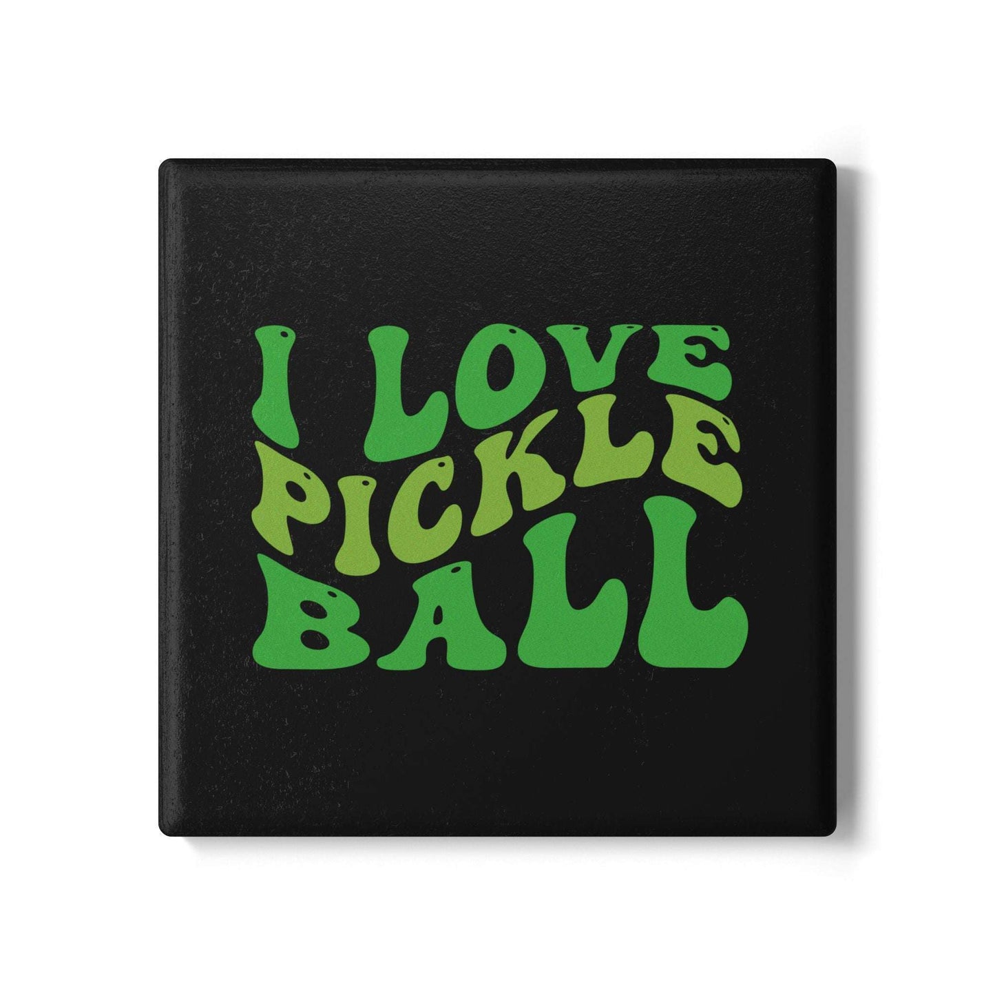 Pickleball Playful Ceramic Coaster - I Love Pickleball Black